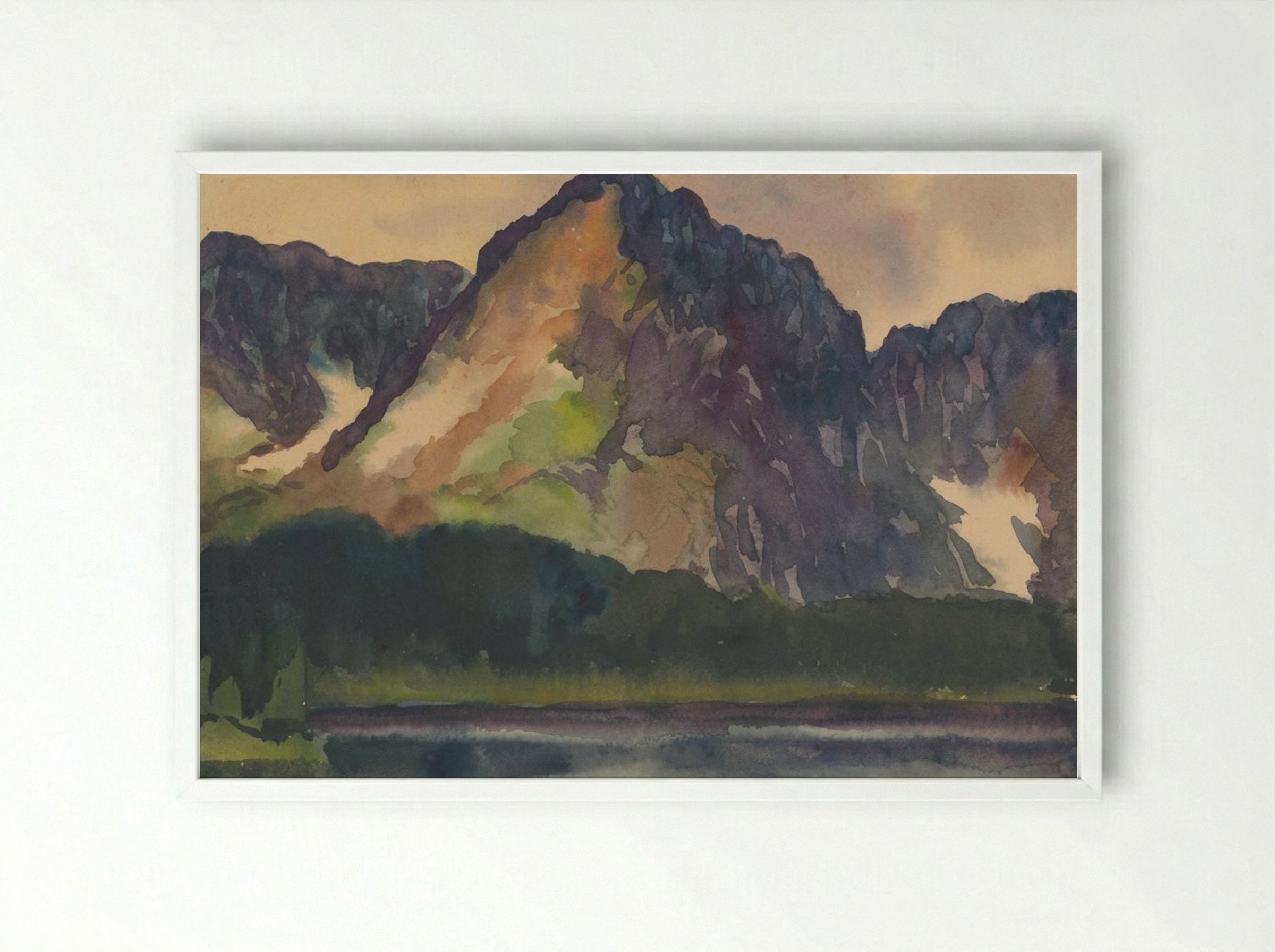 Rocky Hills Above River - Zolo Palugyay - Framed Print White
