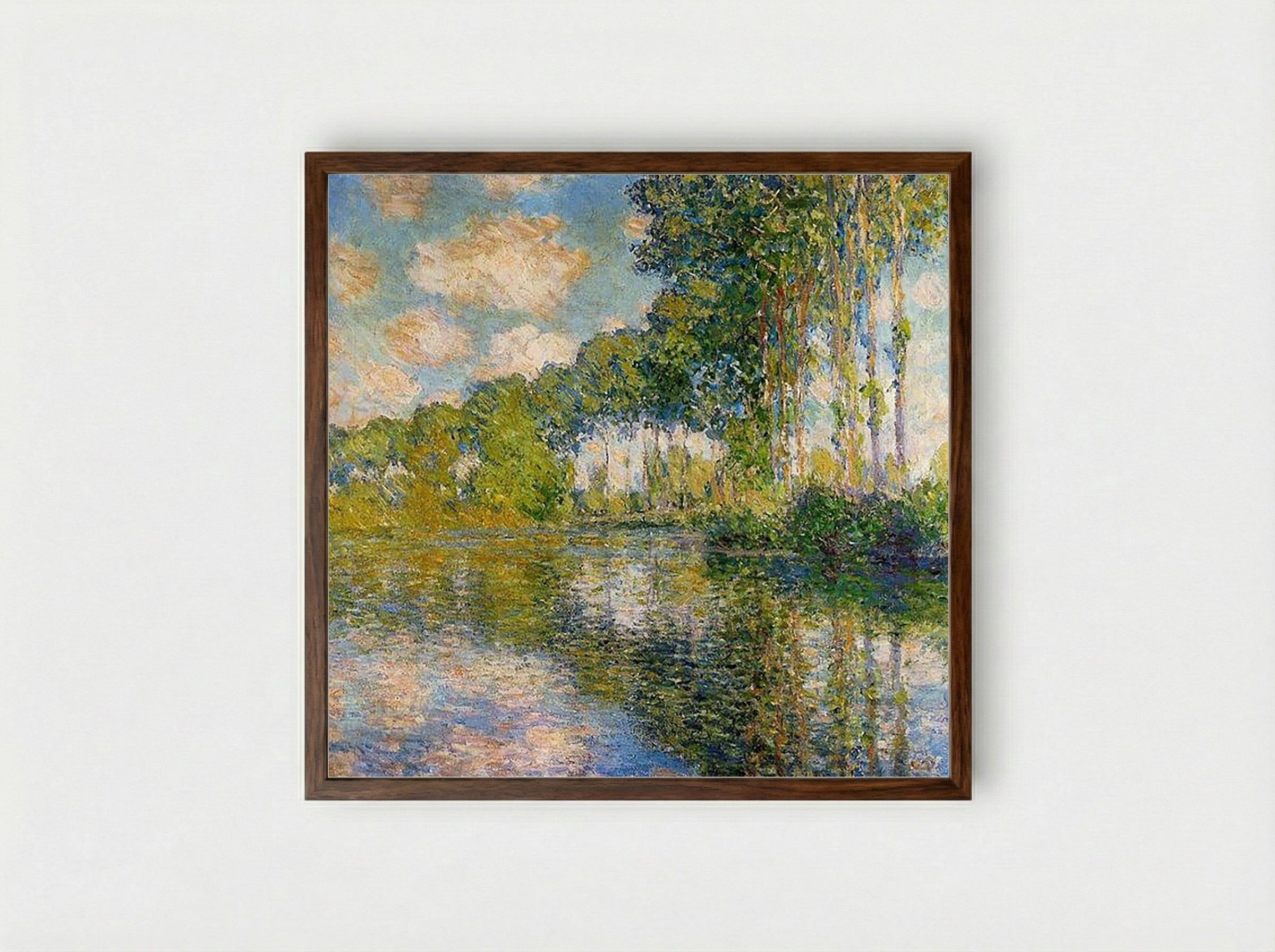 Poplars on the Banks of the River Epte - Claude Monet - Framed Print Dark Wood