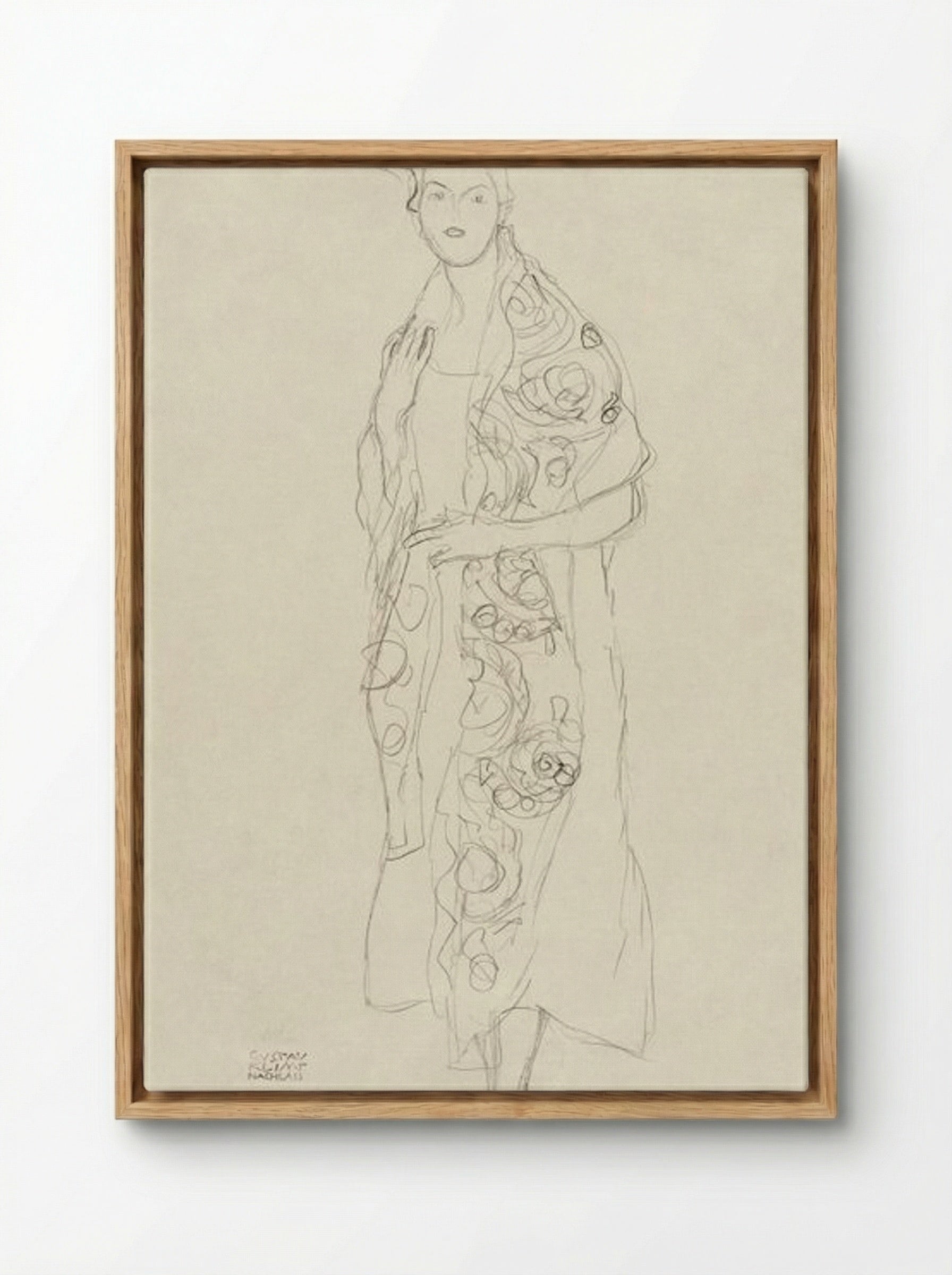 Portrait of a Woman - Gustav Klimt - Framed Canvas Wood