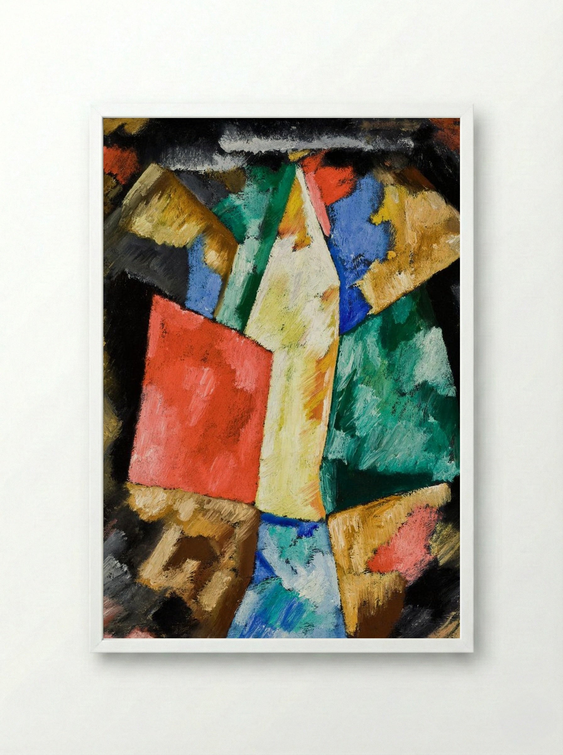Abstraction, Blue, Yellow and Green - Marsden Hartley - Framed Print White