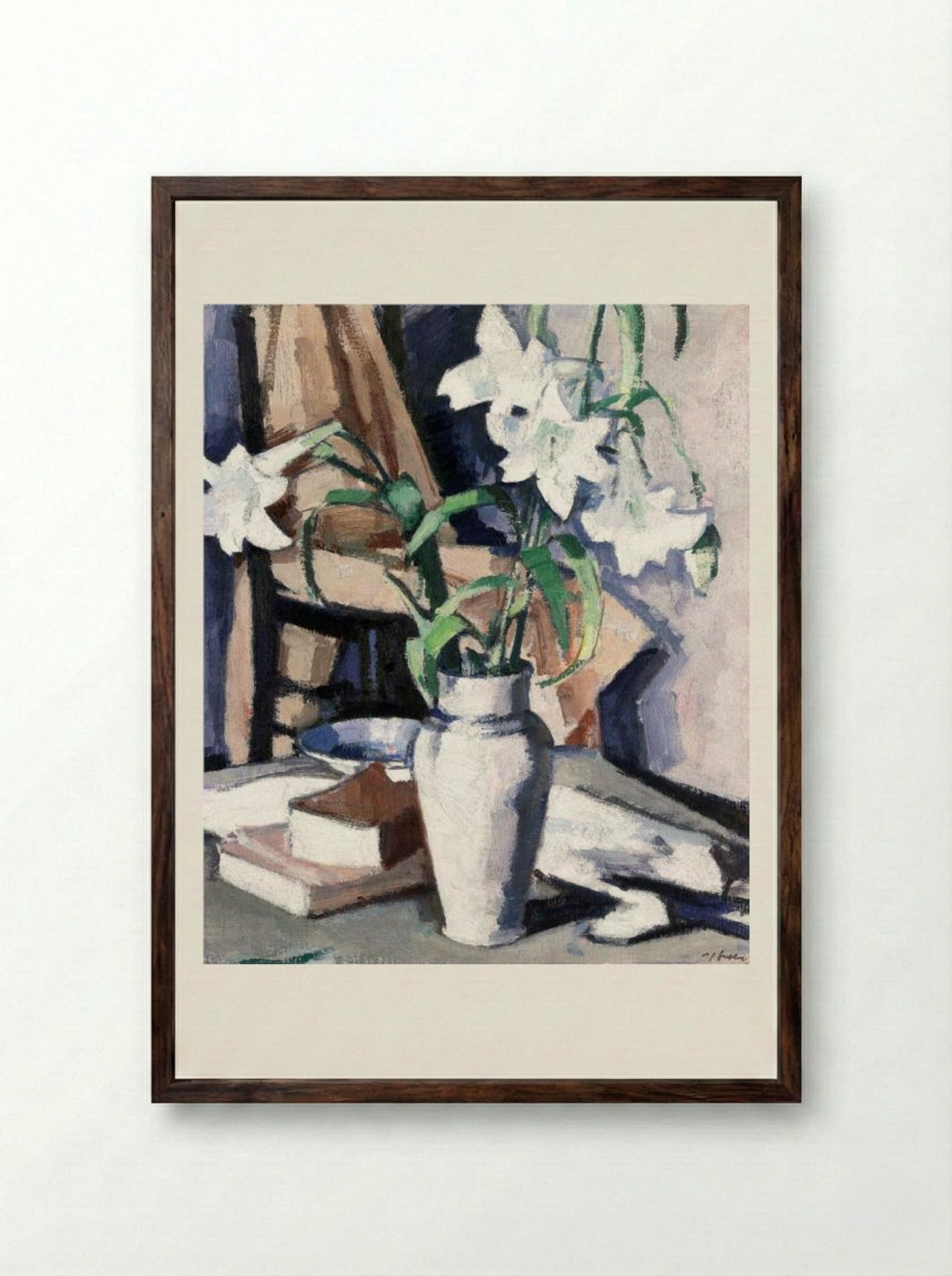 White Lilies - Samuel Peploe - Framed Print Dark Wood