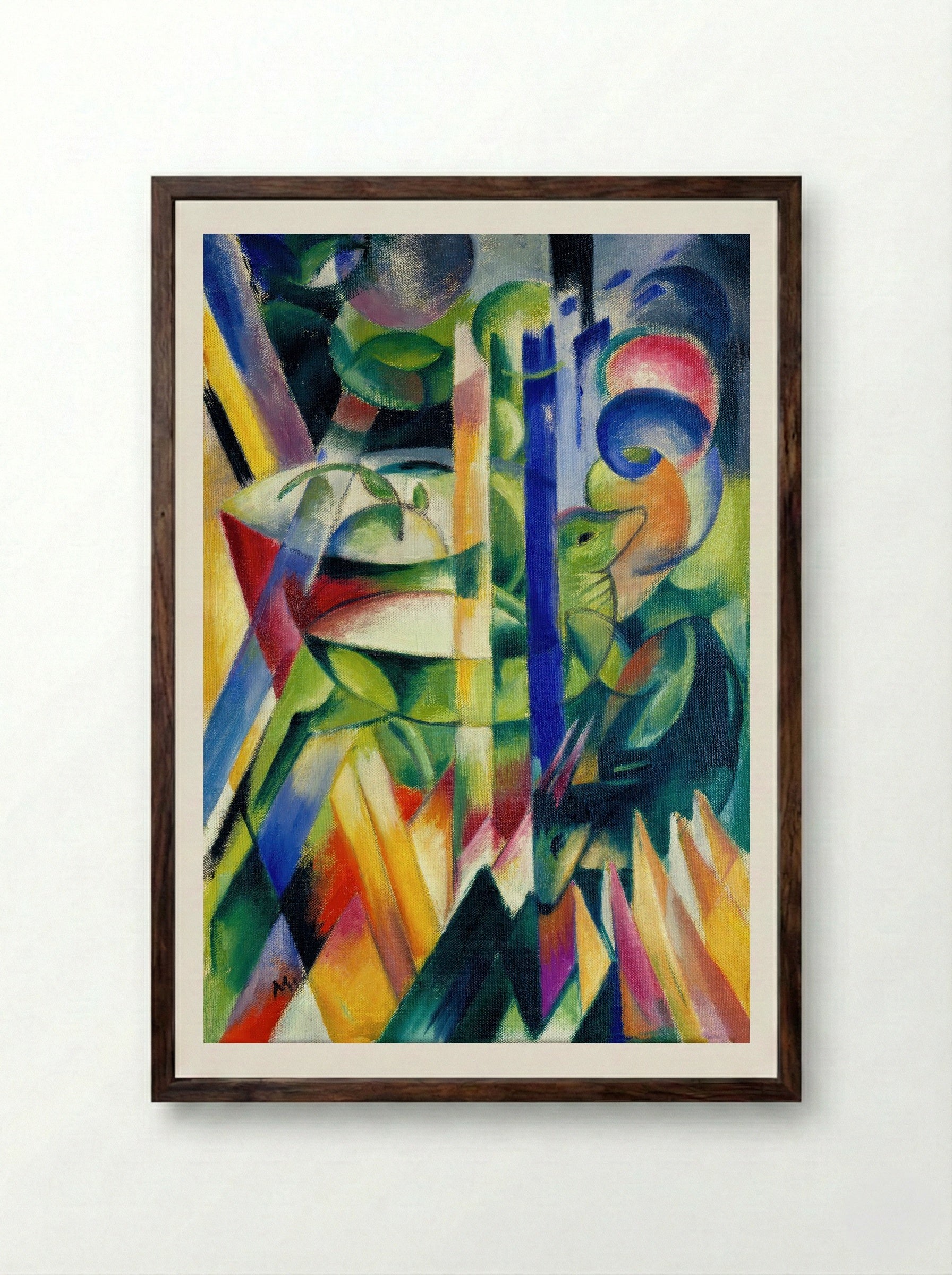 The Little Mountain Goats - Franz Marc - Framed Print Dark Wood