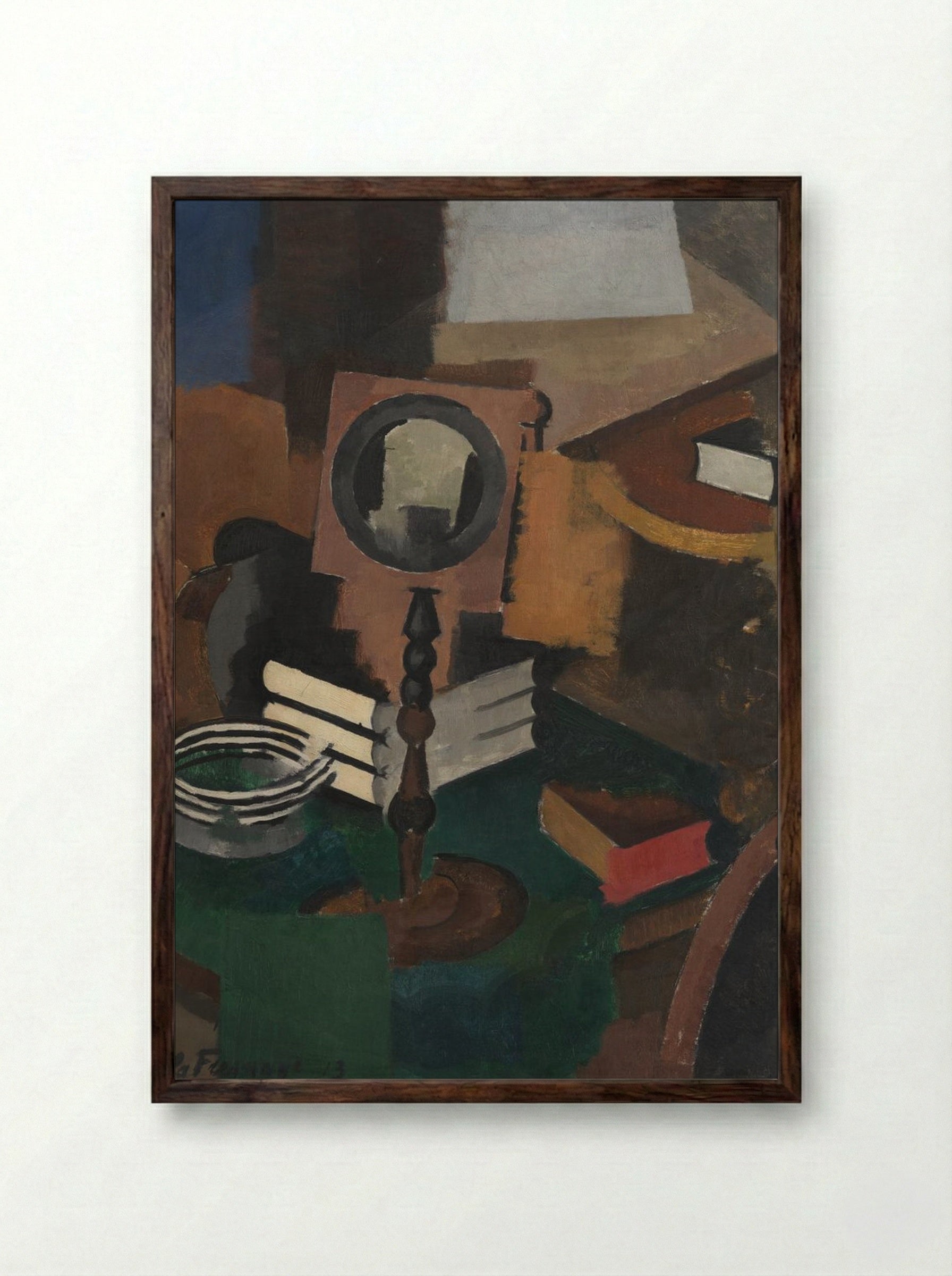 Still Life with Candlestick - Roger de La Fresnaye - Framed Print Dark Wood