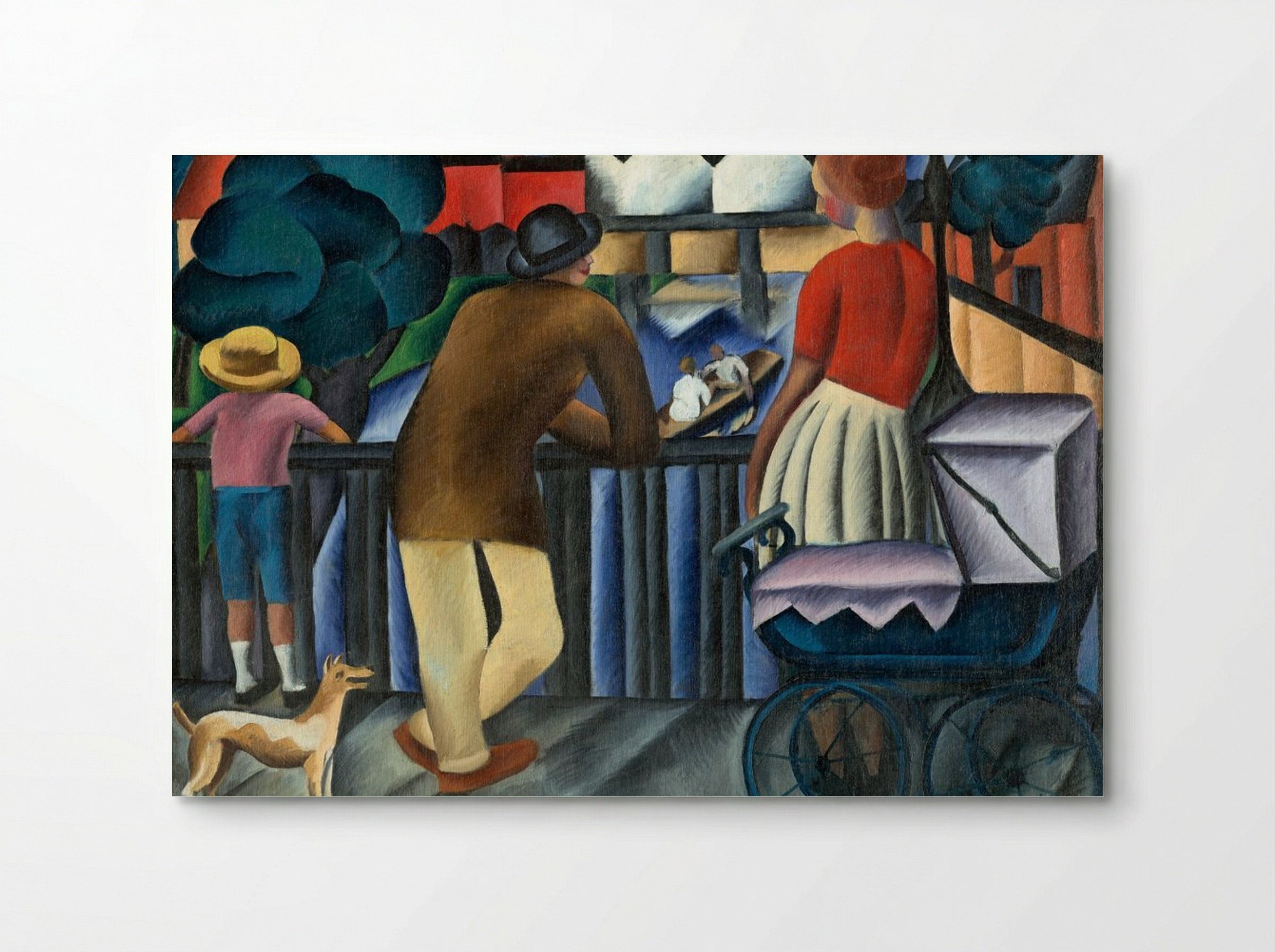 Urban Scene with Figures and Pram - Gejza Schiller - Poster