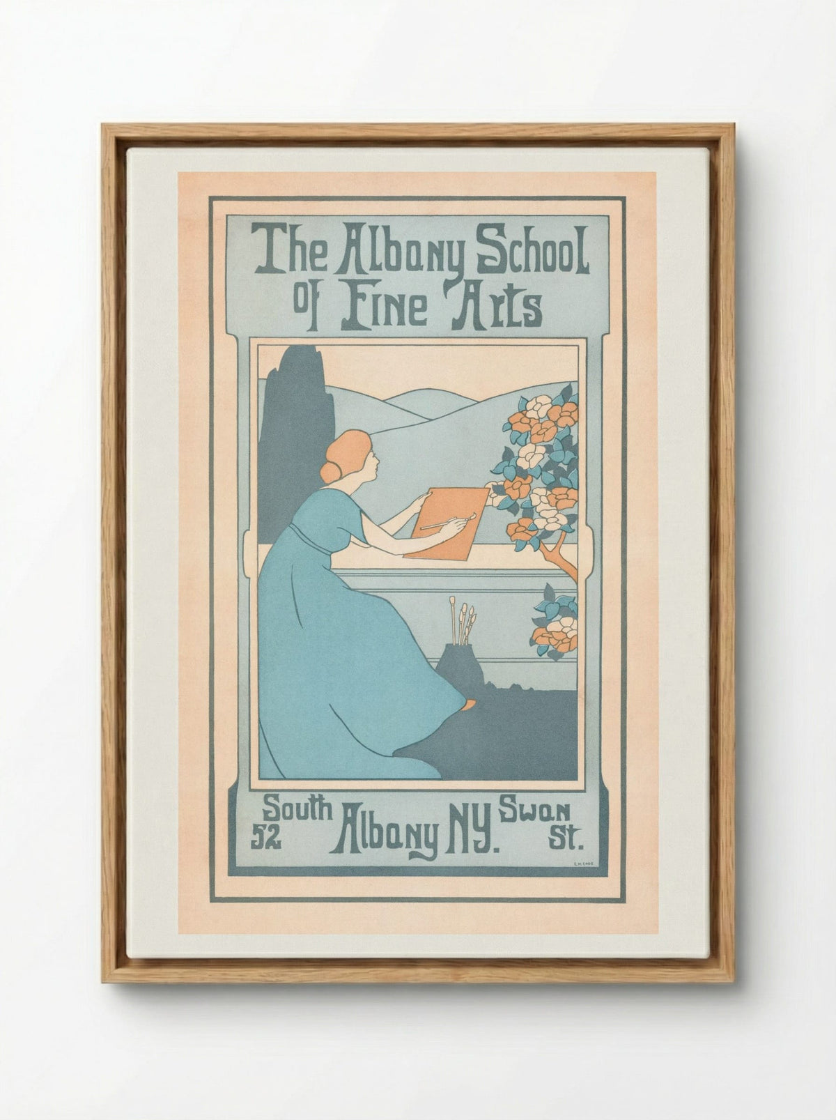 The Albany School of Fine Arts, 52 South Swan St., Albany, NY - E.M. Enos - Framed Canvas Wood