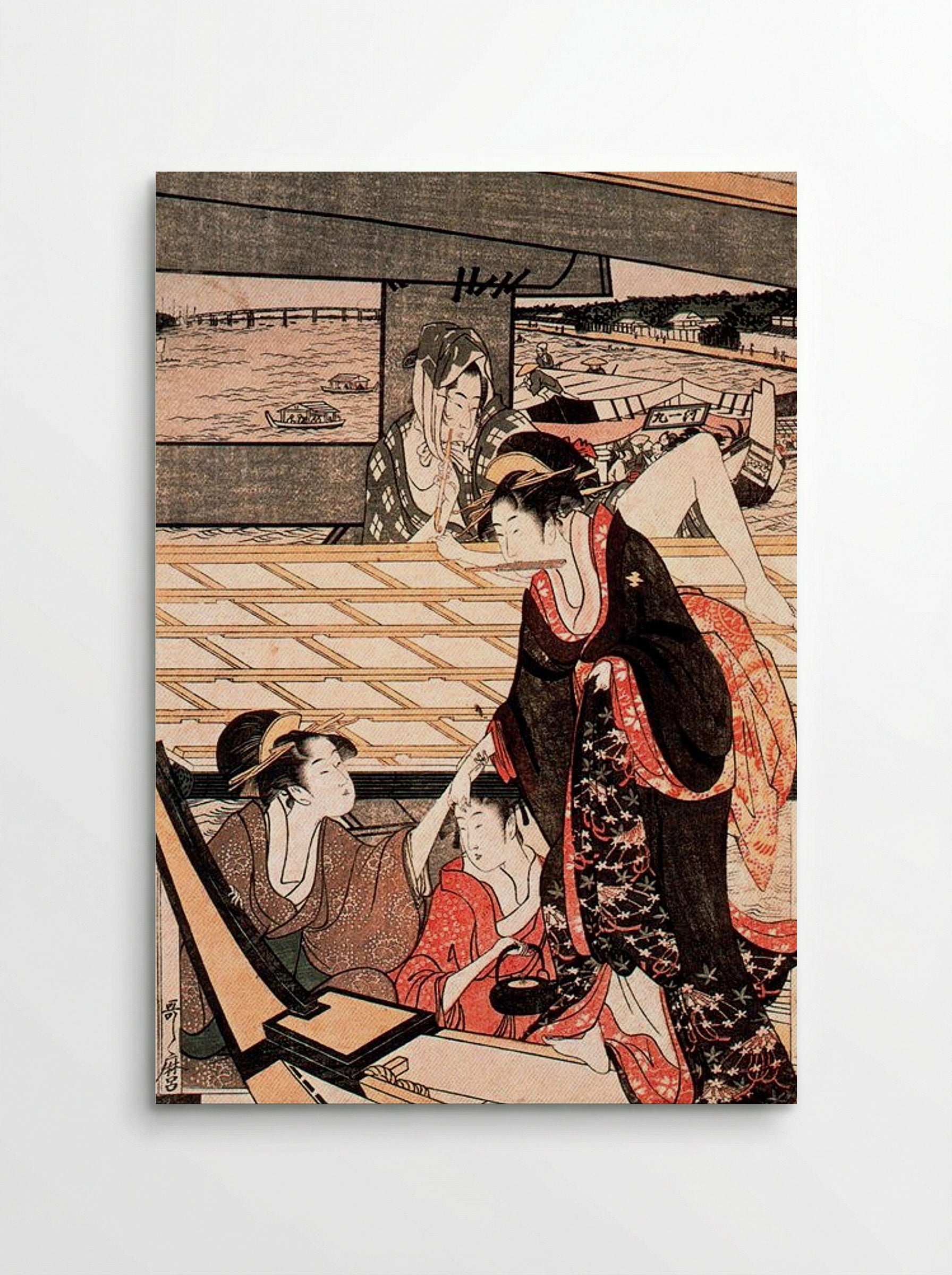 A Scene on the Bridge - Kitagawa Utamaro - Poster