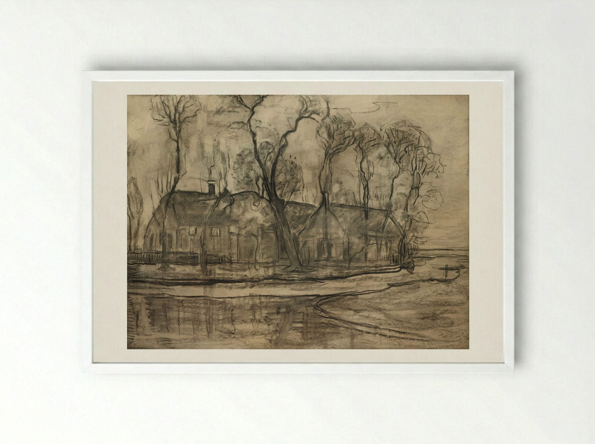 Farm Near Duivendrecht, The Sea - Piet Mondrian - Framed Print White