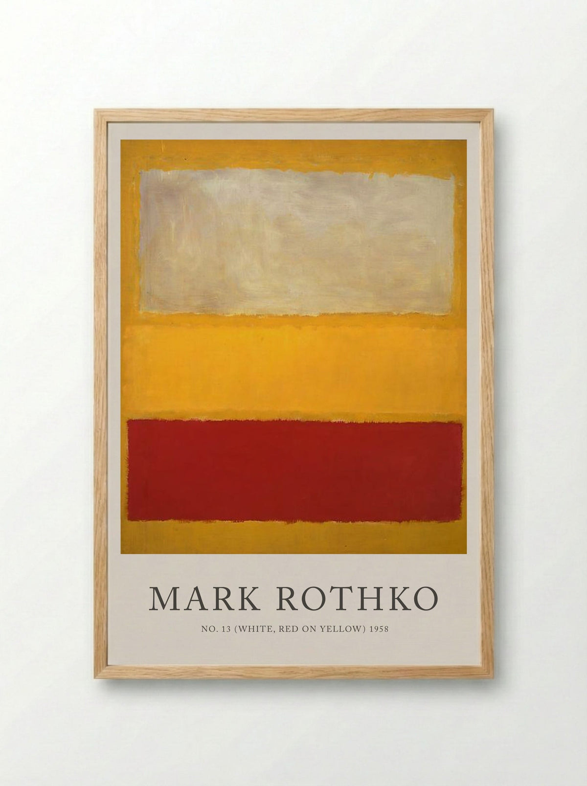 No. 13 (White, Red on Yellow) - Mark Rothko - Framed Print Wood