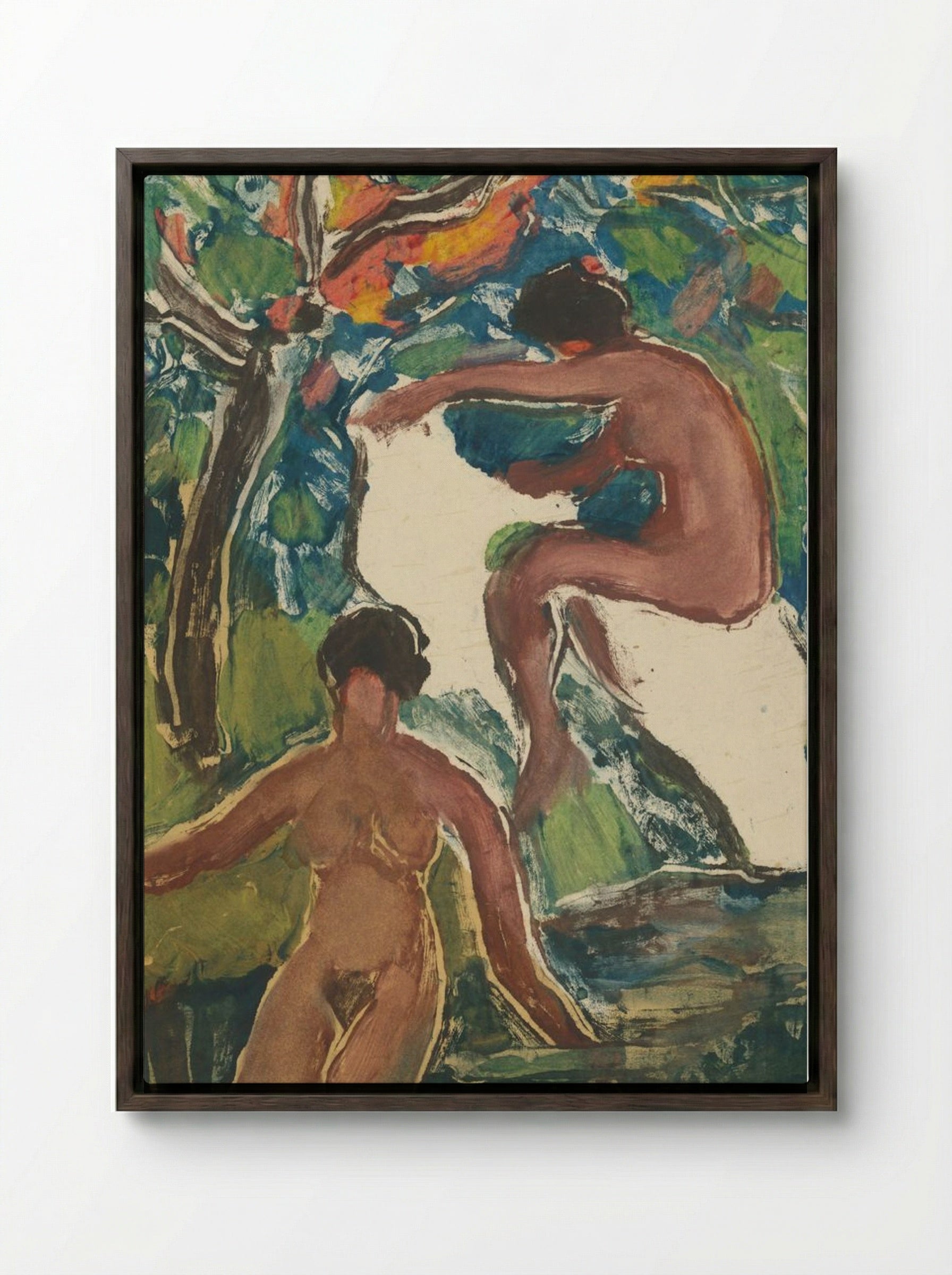Swimming - Zolo Palugyay - Framed Canvas Dark Wood