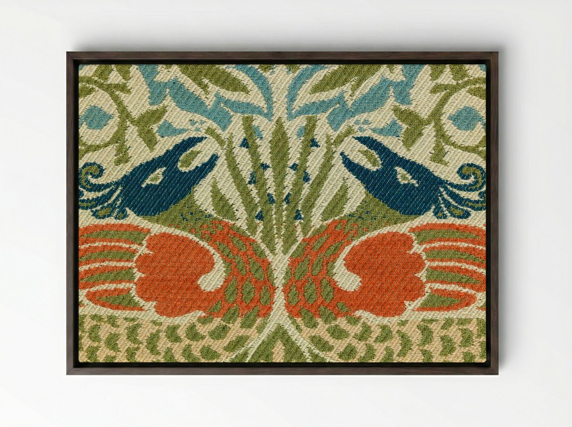 Peacock and Dragon - William Morris - Framed Canvas Dark Wood