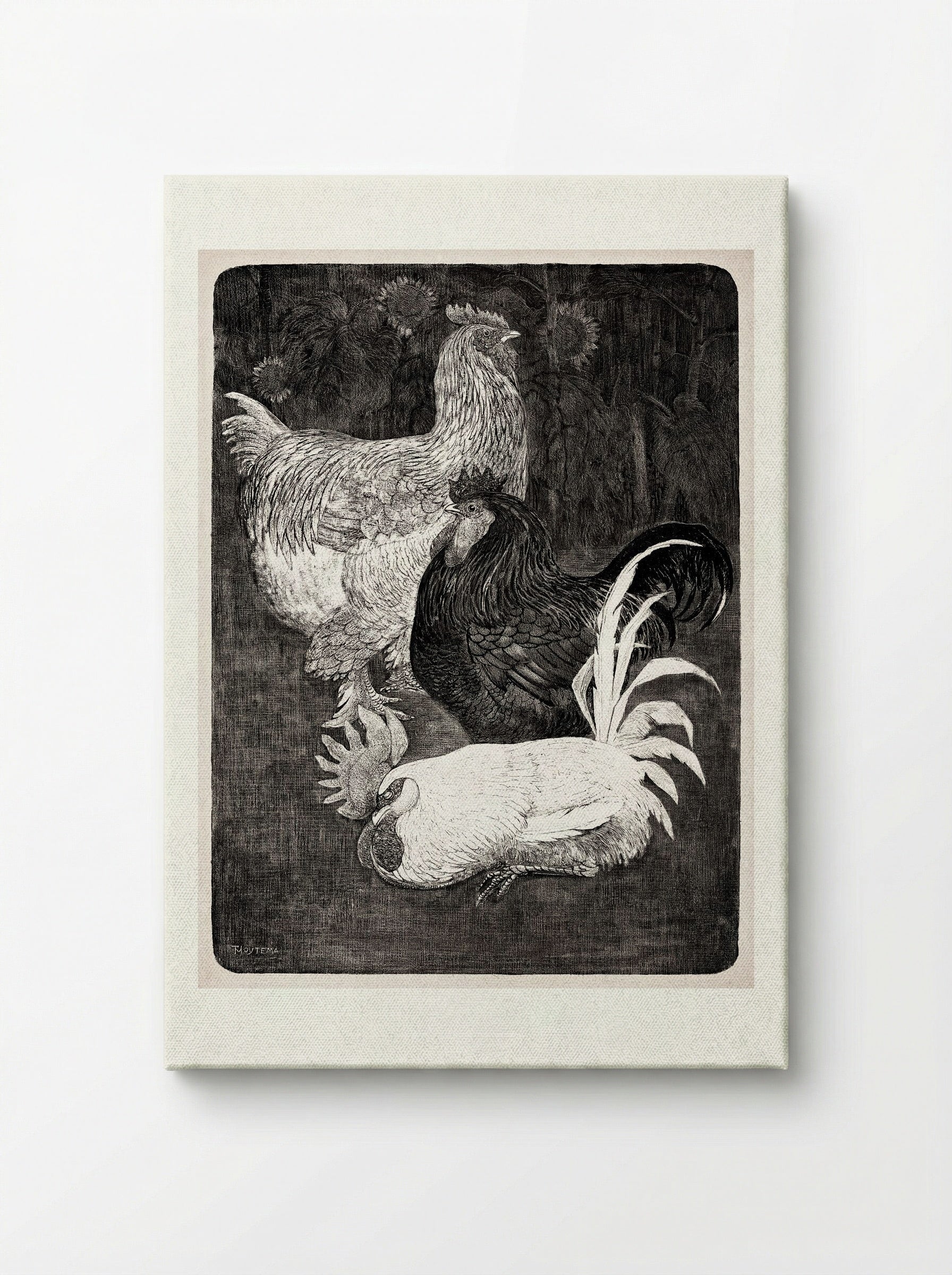 Drie Hanen (Three Roosters) - Theo van Hoytema - Canvas
