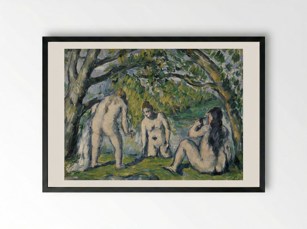 Three Bathers (Trois baigneuses) - Paul Cézanne - Framed Print Black