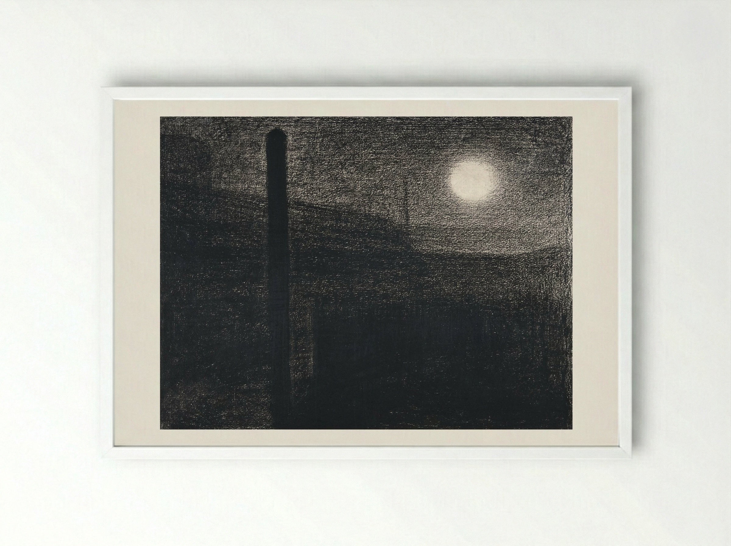 Courbevoie, Factories by Moonlight - Georges Seurat - Framed Print White