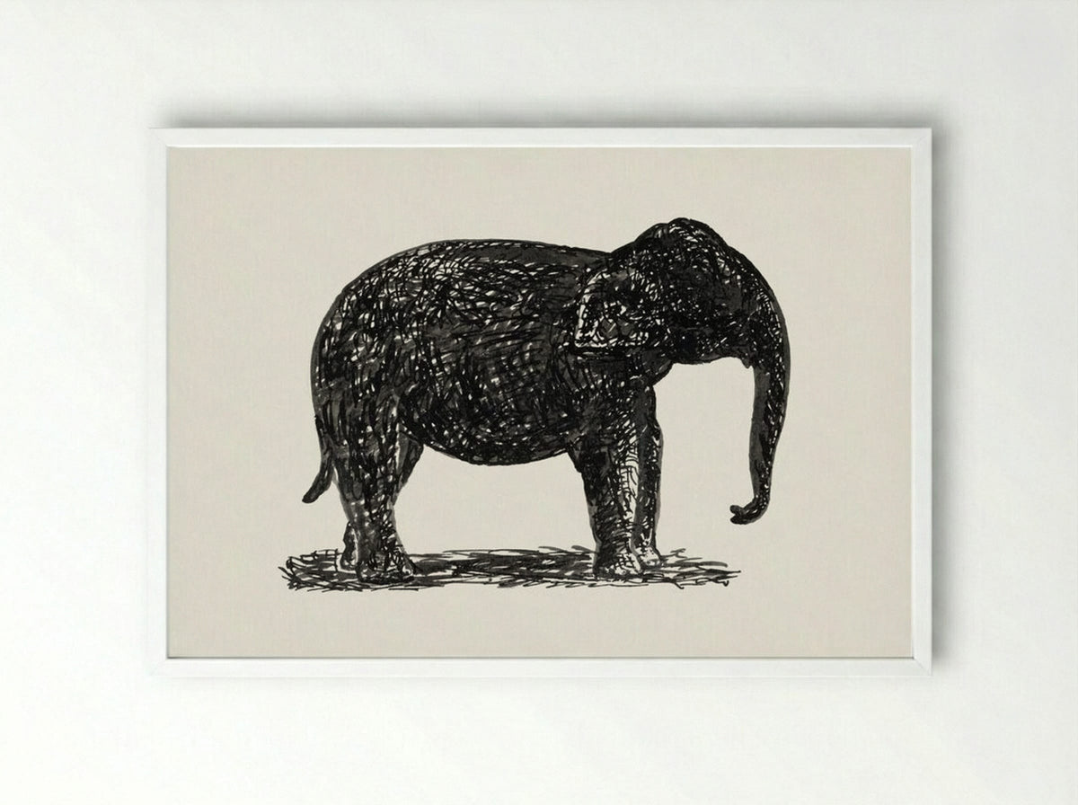 Elephant - Leo Gestel - Framed Print White