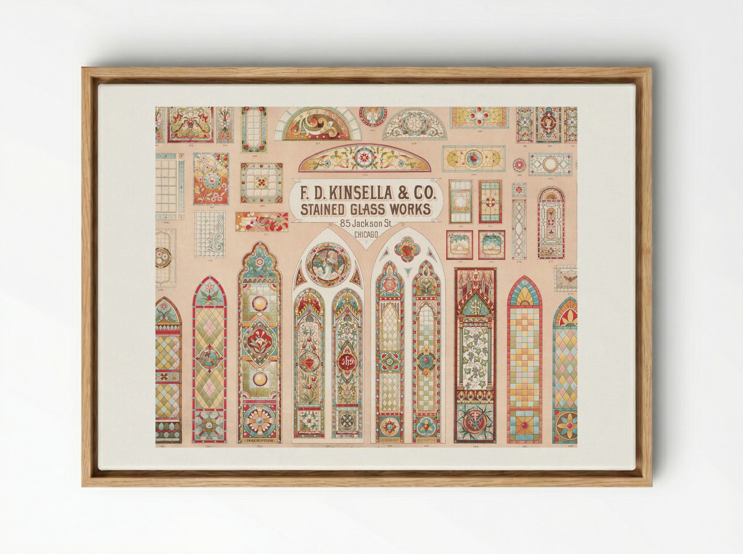 Stained Glass Works Designs - F. D. Kinsella & Co. - Framed Canvas Wood