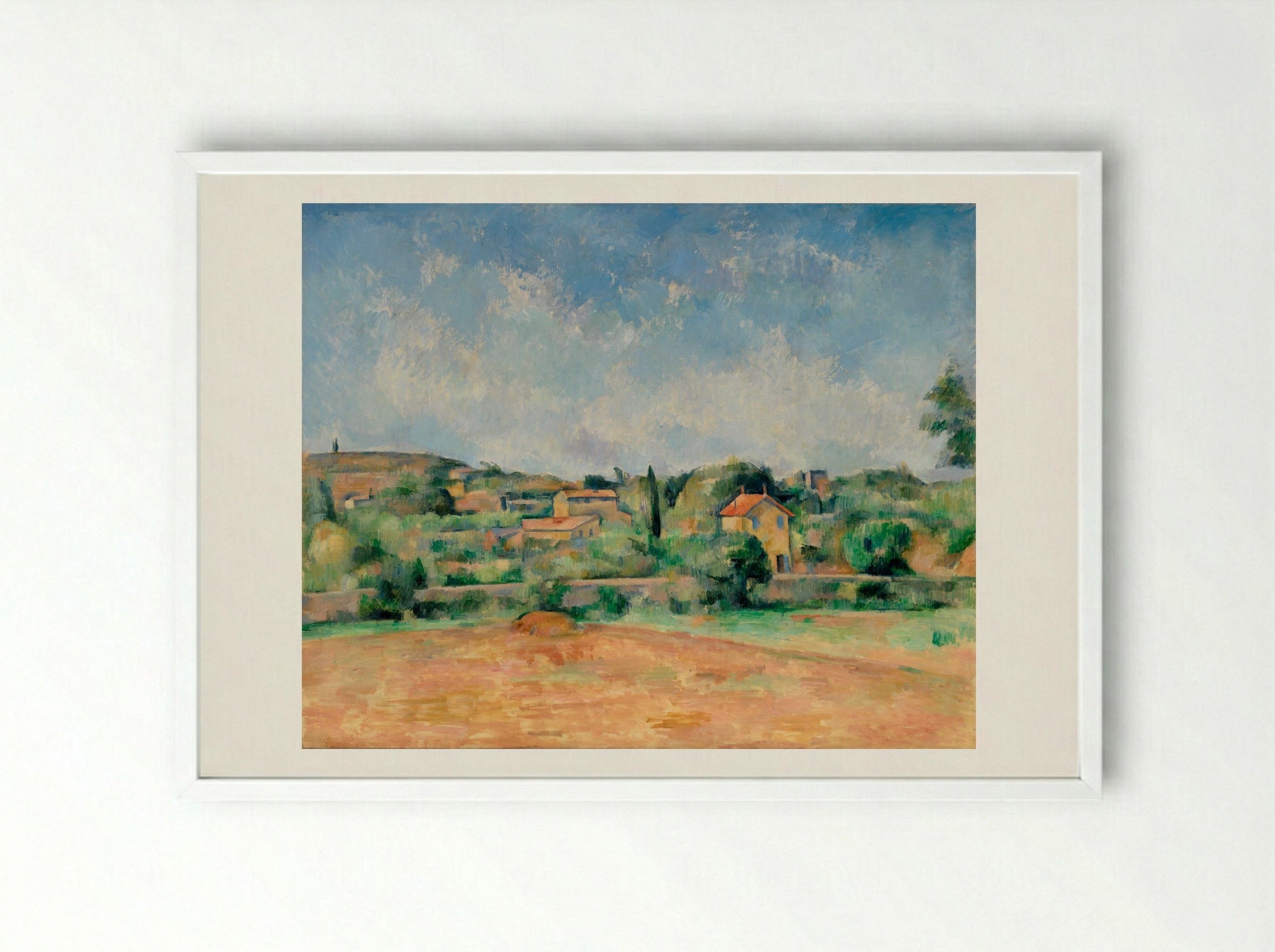 The Bellevue Plain (also called The Red Earth) - Paul Cézanne - Framed Print White