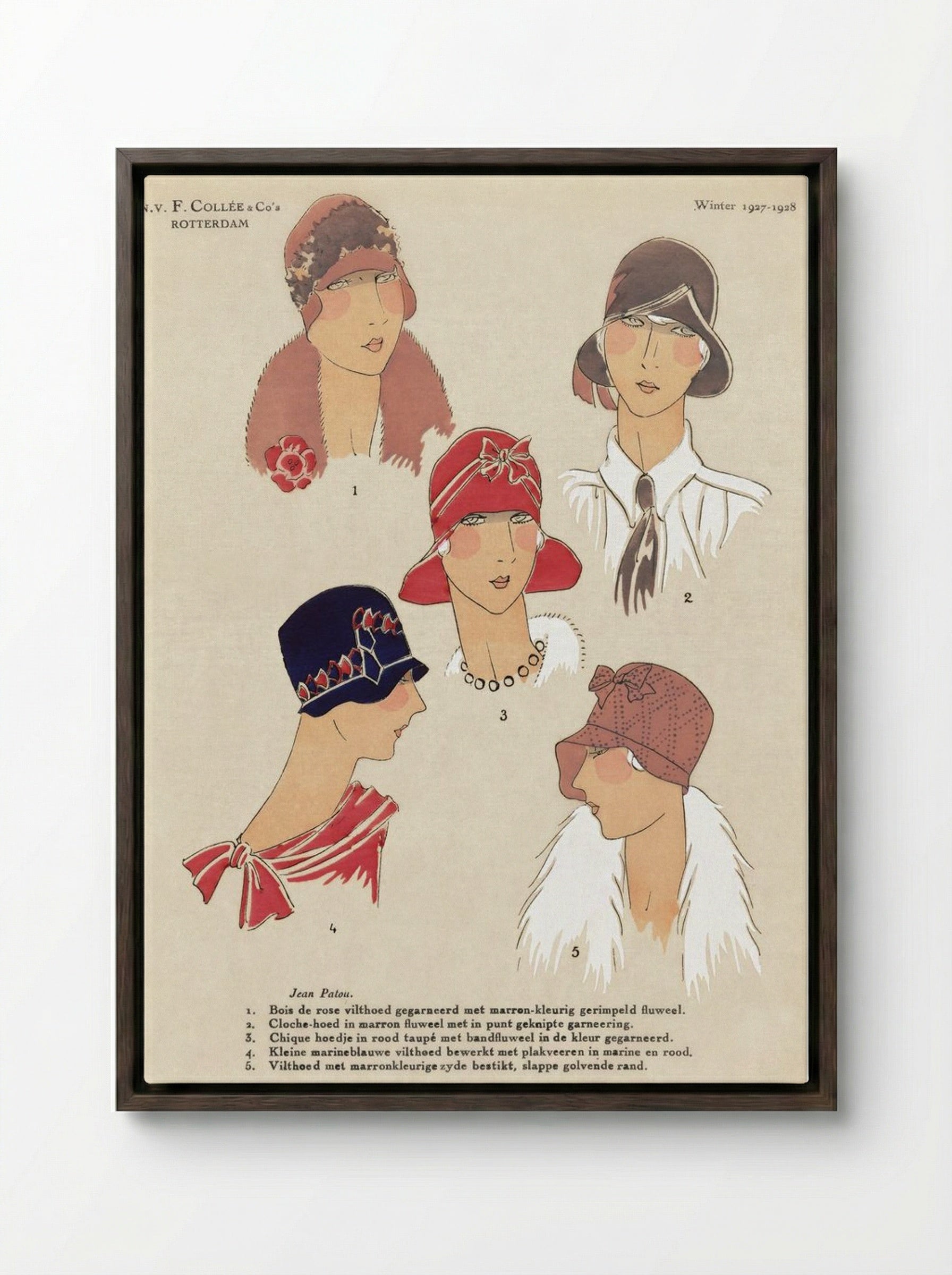 Art, Goût, Beauté - Winter 1927-1928 (Fashion Plate) - N.V.F. Collée & Co's - Framed Canvas Dark Wood