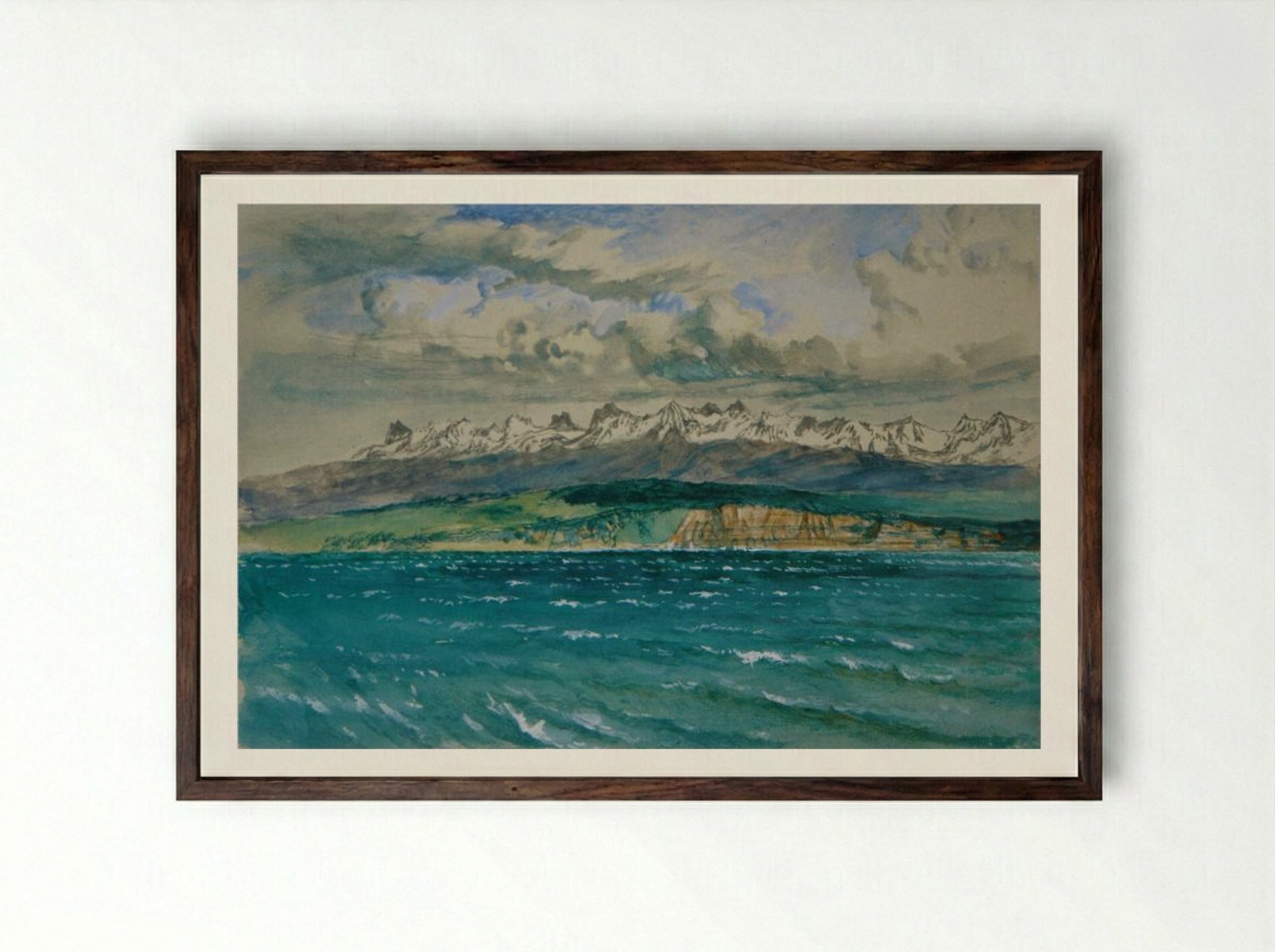 Afternoon in Spring, with South Wind, at Neuchatel - John Ruskin - Framed Print Dark Wood