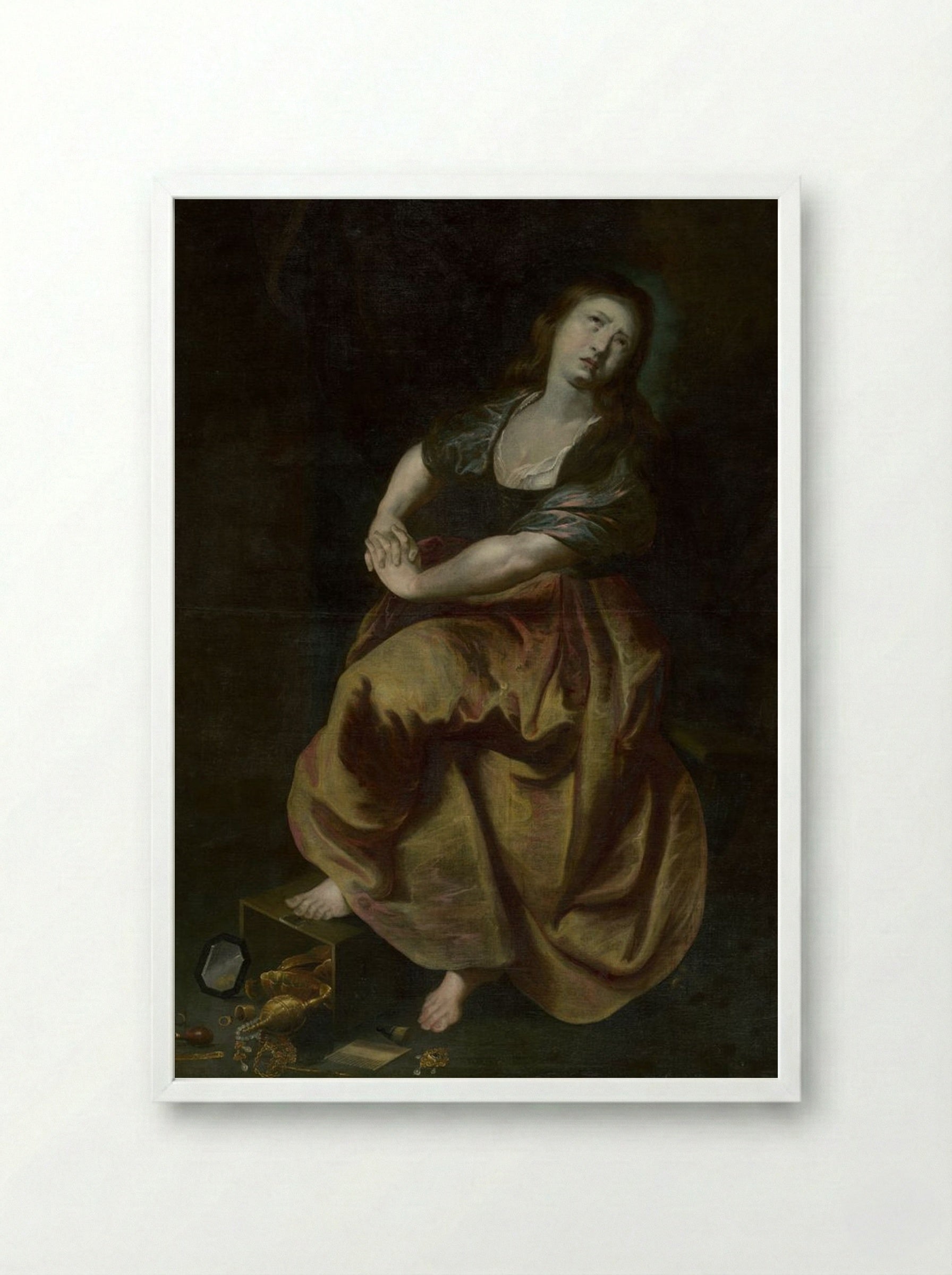 The Penitent Magdalene - Peter Paul Rubens - Framed Print White