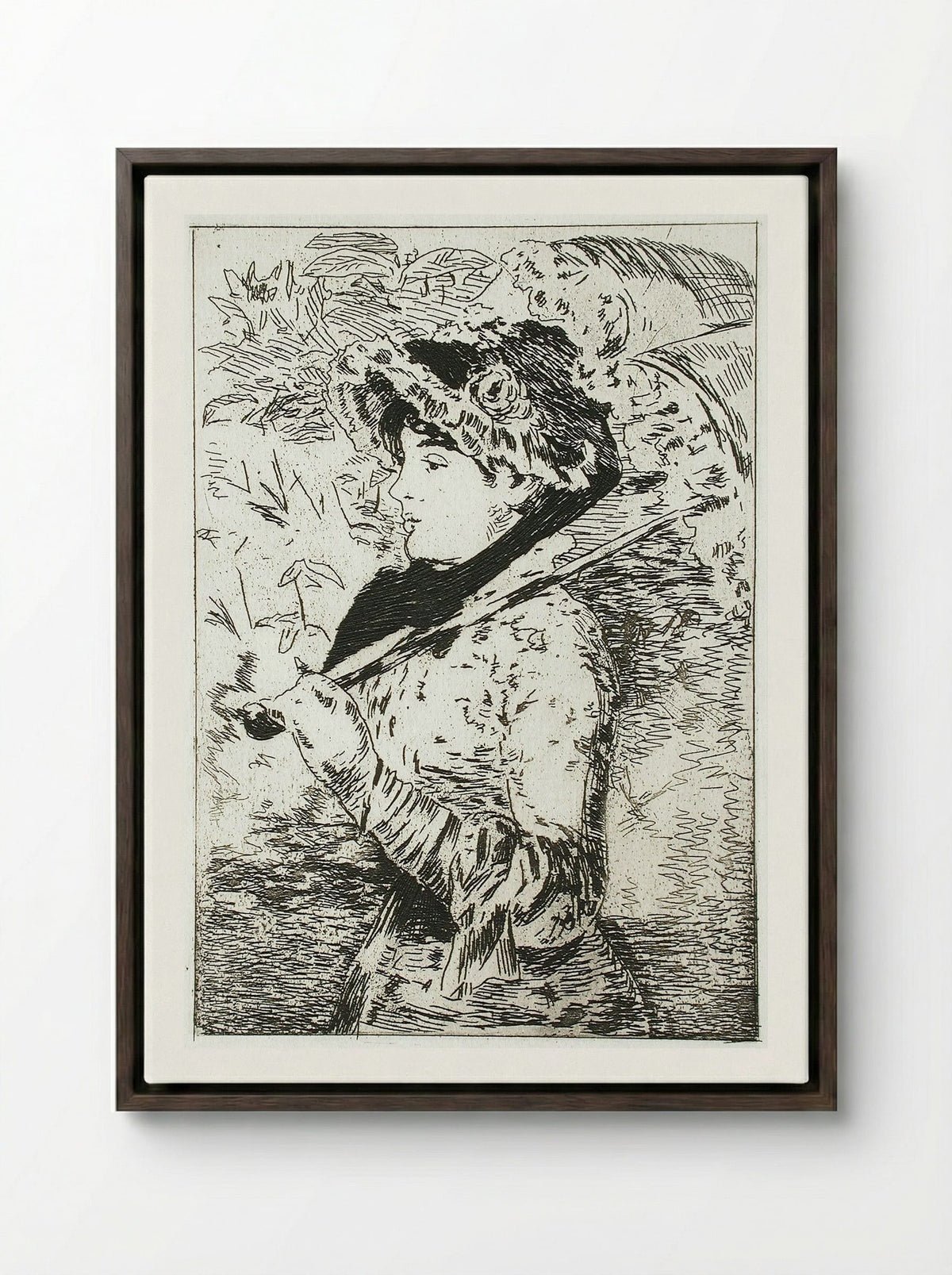 Jeanne (Spring) (Jeanne II) - Édouard Manet - Framed Canvas Dark Wood
