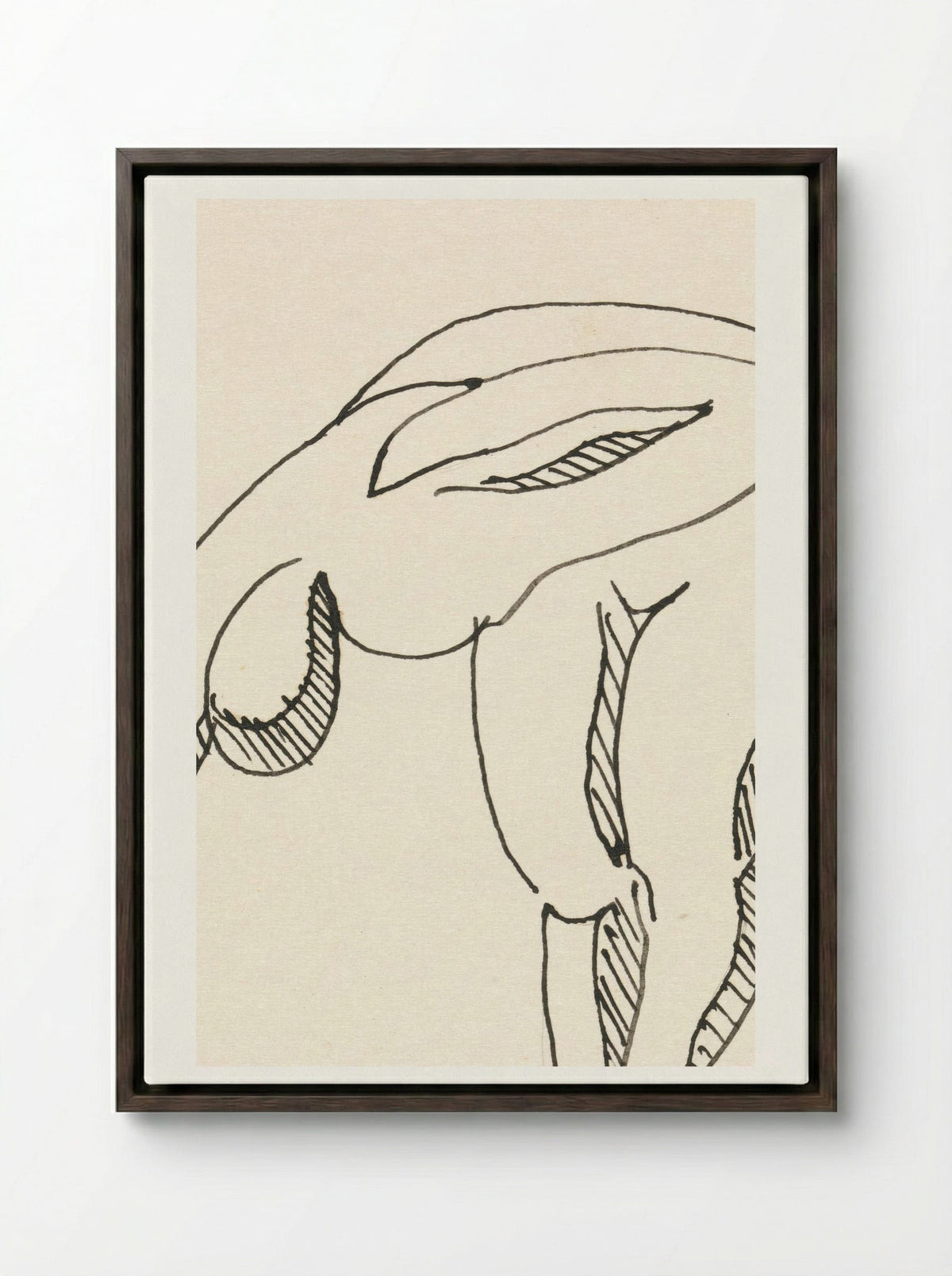 Study of a Bowing Figure - Egon Schiele - Framed Canvas Dark Wood
