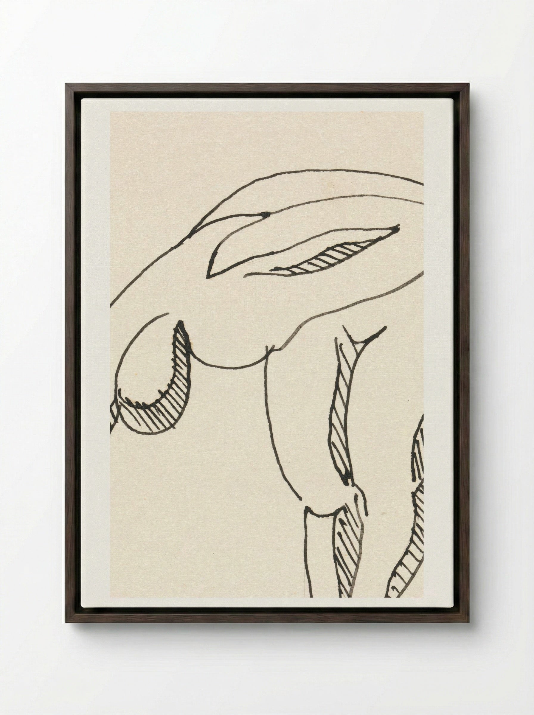Study of a Bowing Figure - Egon Schiele - Framed Canvas Dark Wood