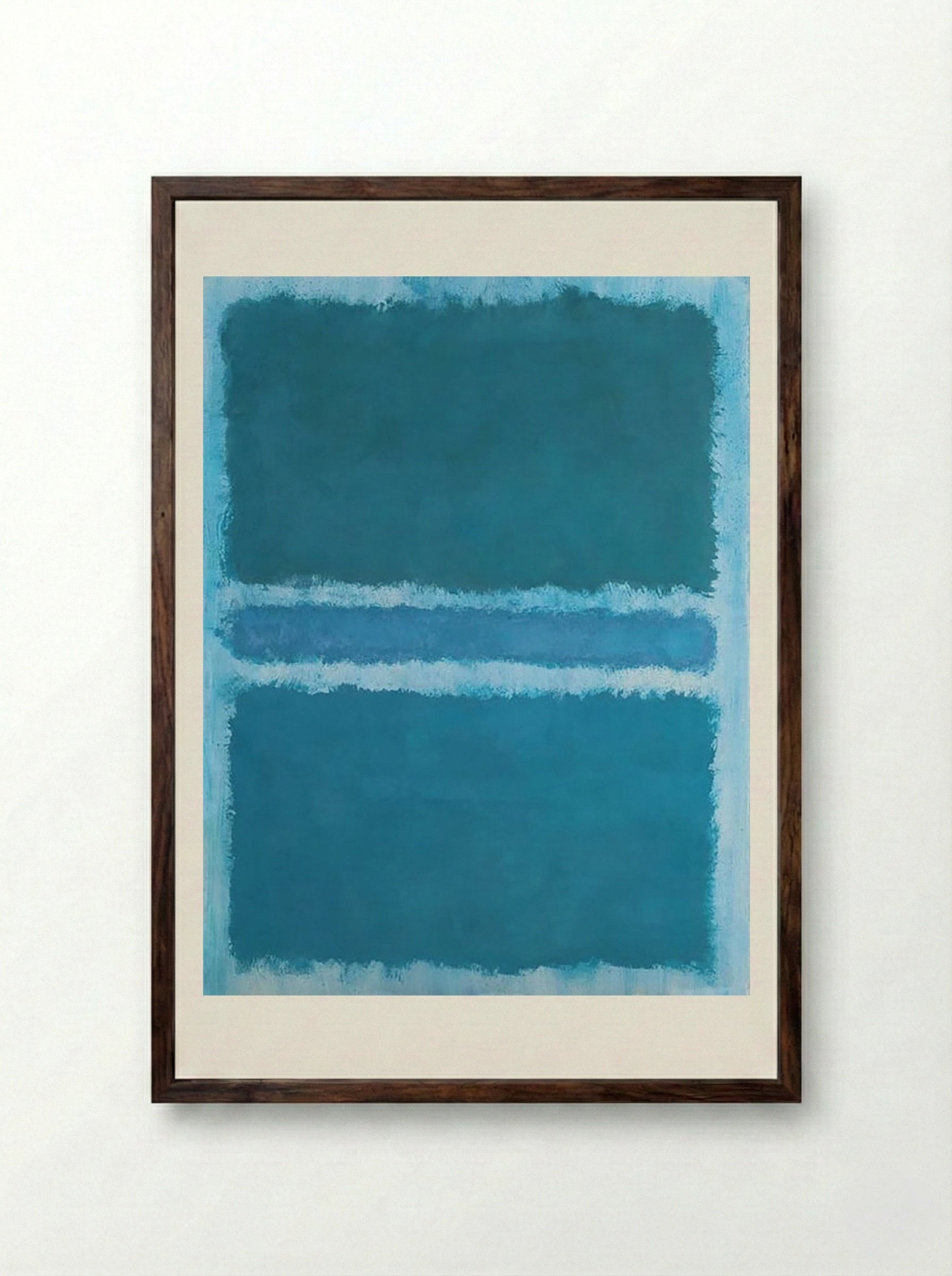 Untitled (Blue, Divided by Blue) - Mark Rothko - Framed Print Dark Wood