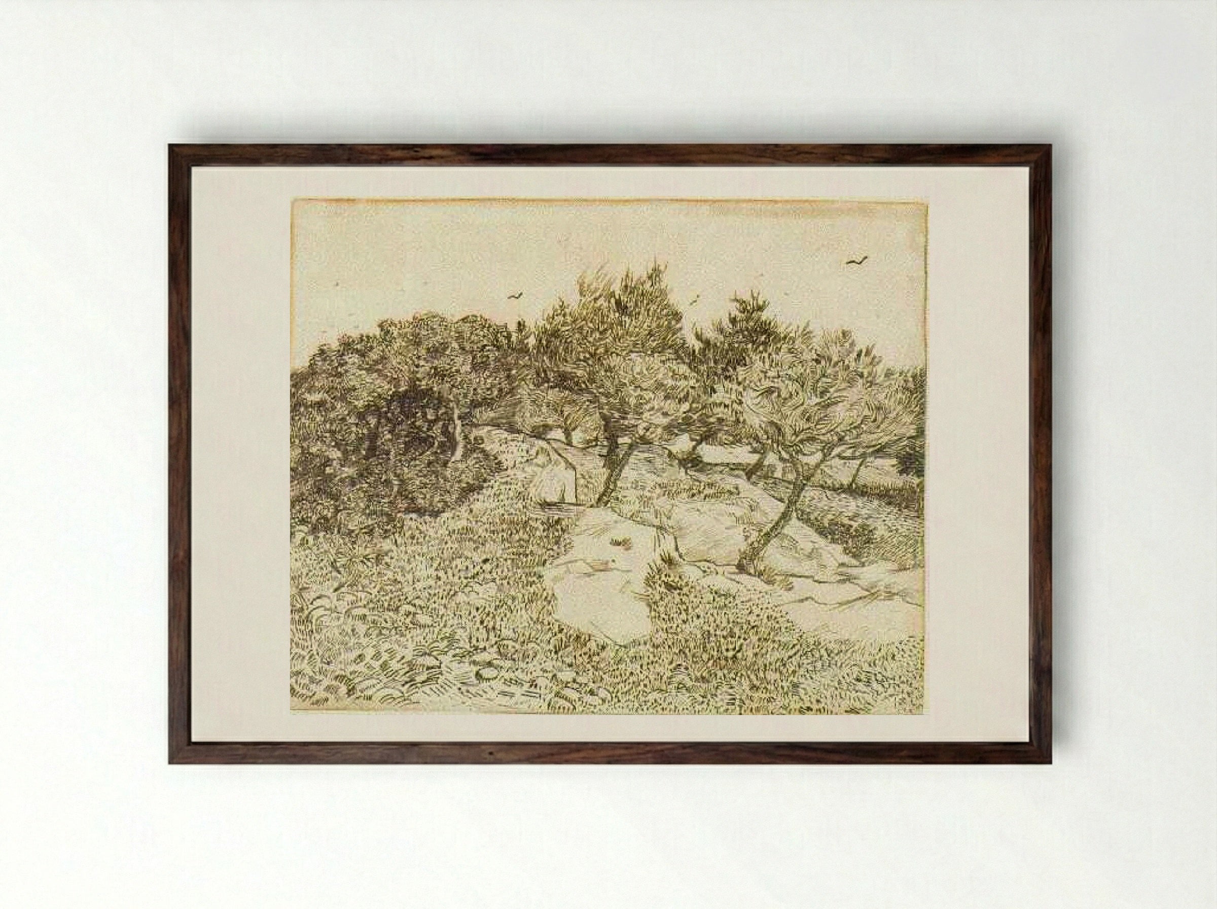 The Olive Trees - Vincent van Gogh - Framed Print Dark Wood