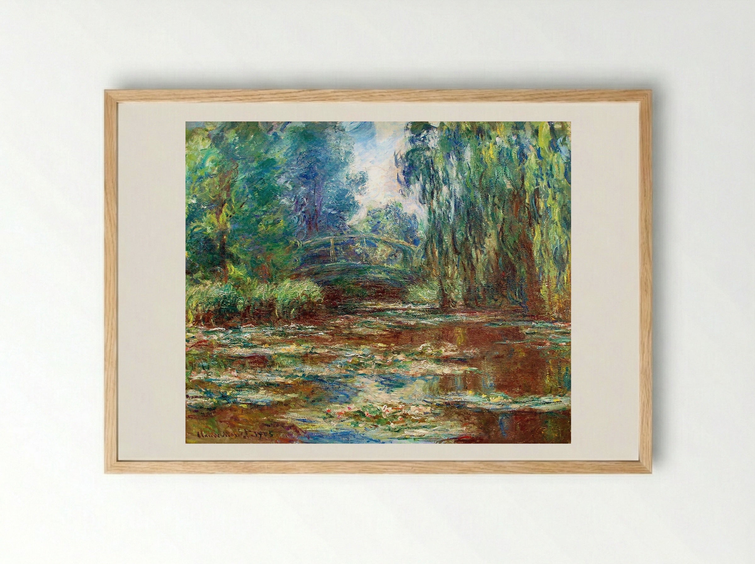 Water Lily Pond and Bridge - Claude Monet - Framed Print Wood