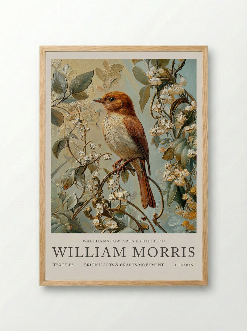 Nightingale Melody - William Morris - Framed Print Wood