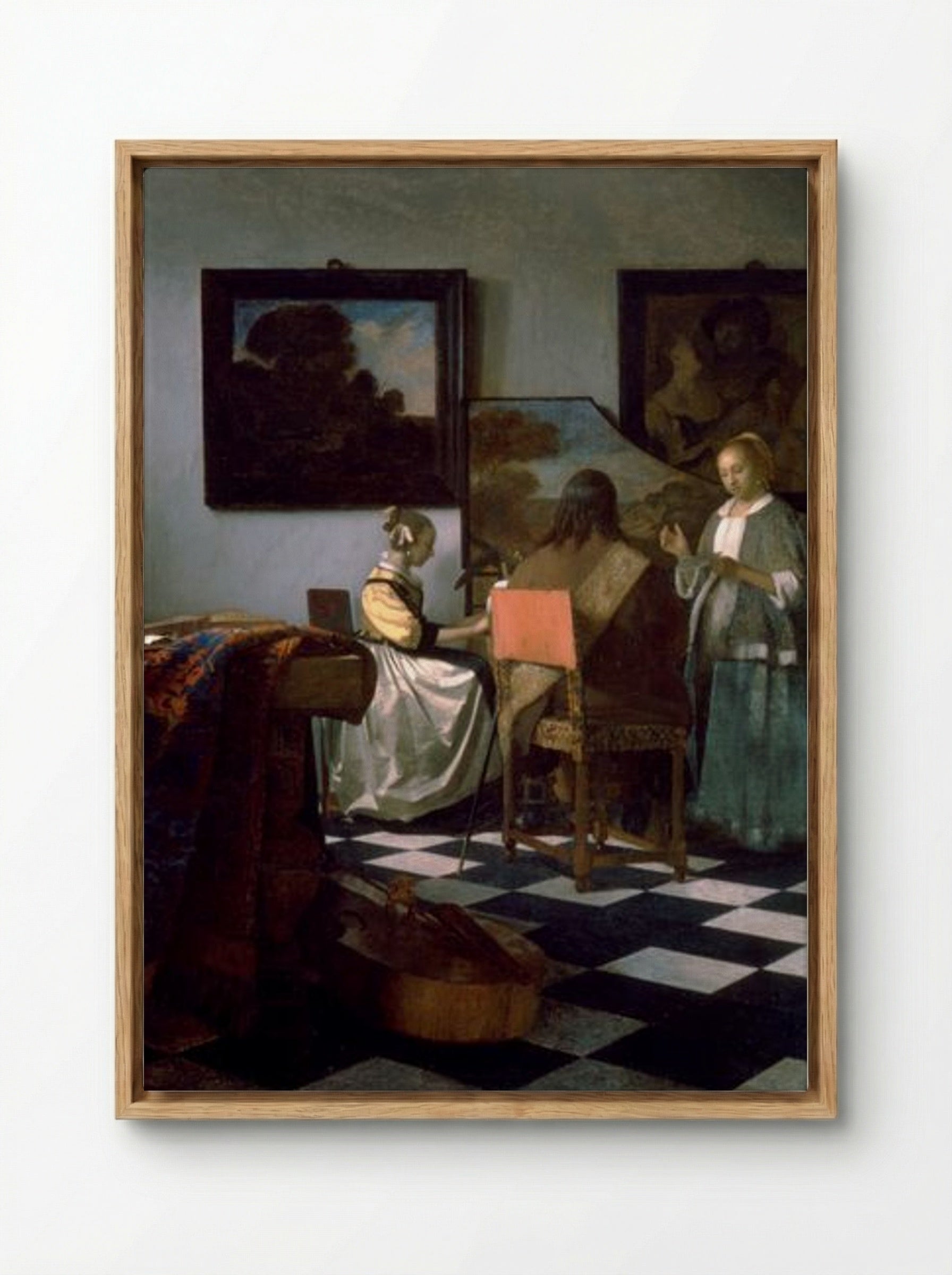 The Concert - Johannes Vermeer - Framed Canvas Wood