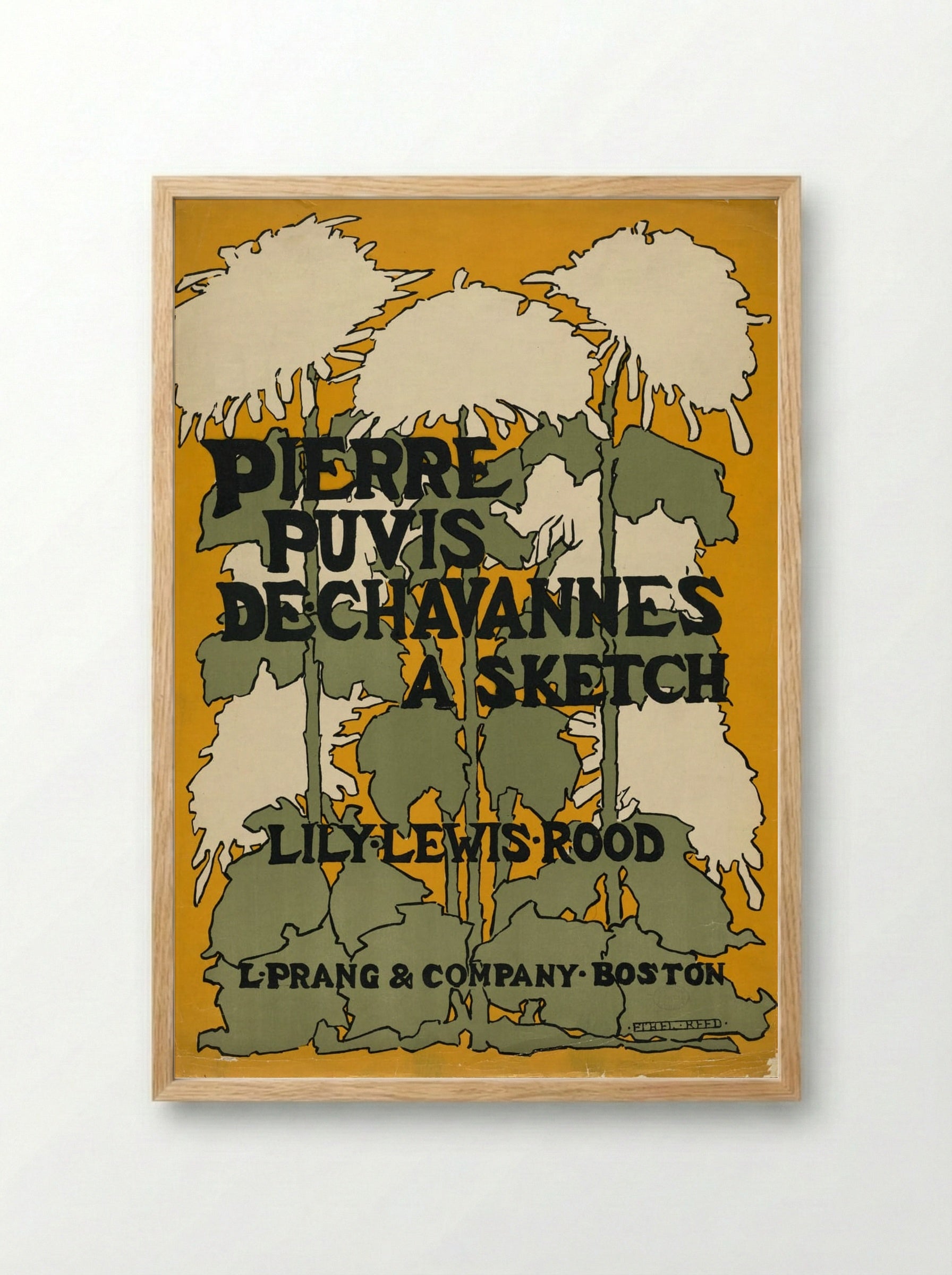 Floral Design (After Pierre Puvis de Chavannes) - Fine Art Print - Framed Print Wood
