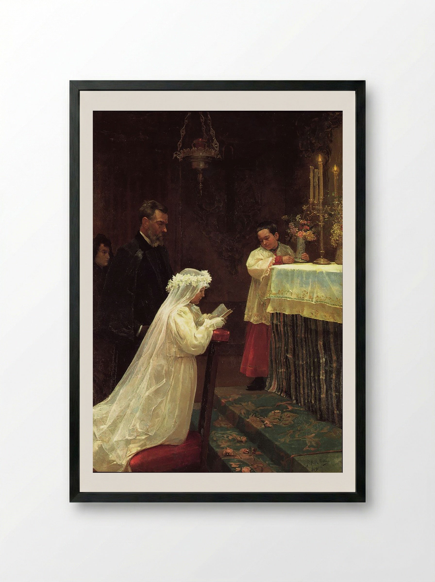 First Communion - Péricles Antão Frazão - Framed Print Black