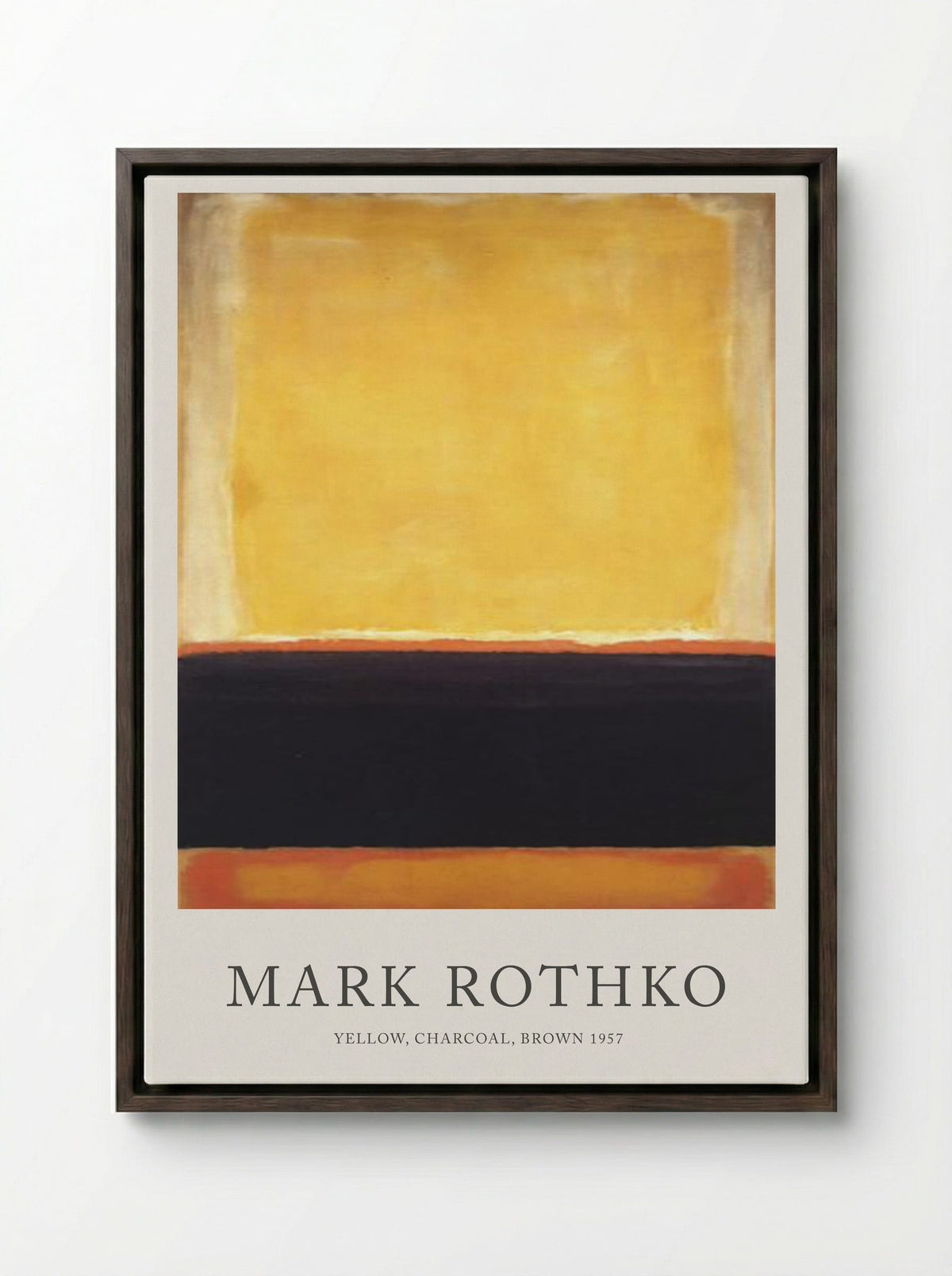 Yellow, Charcoal, Brown - Mark Rothko - Framed Canvas Dark Wood