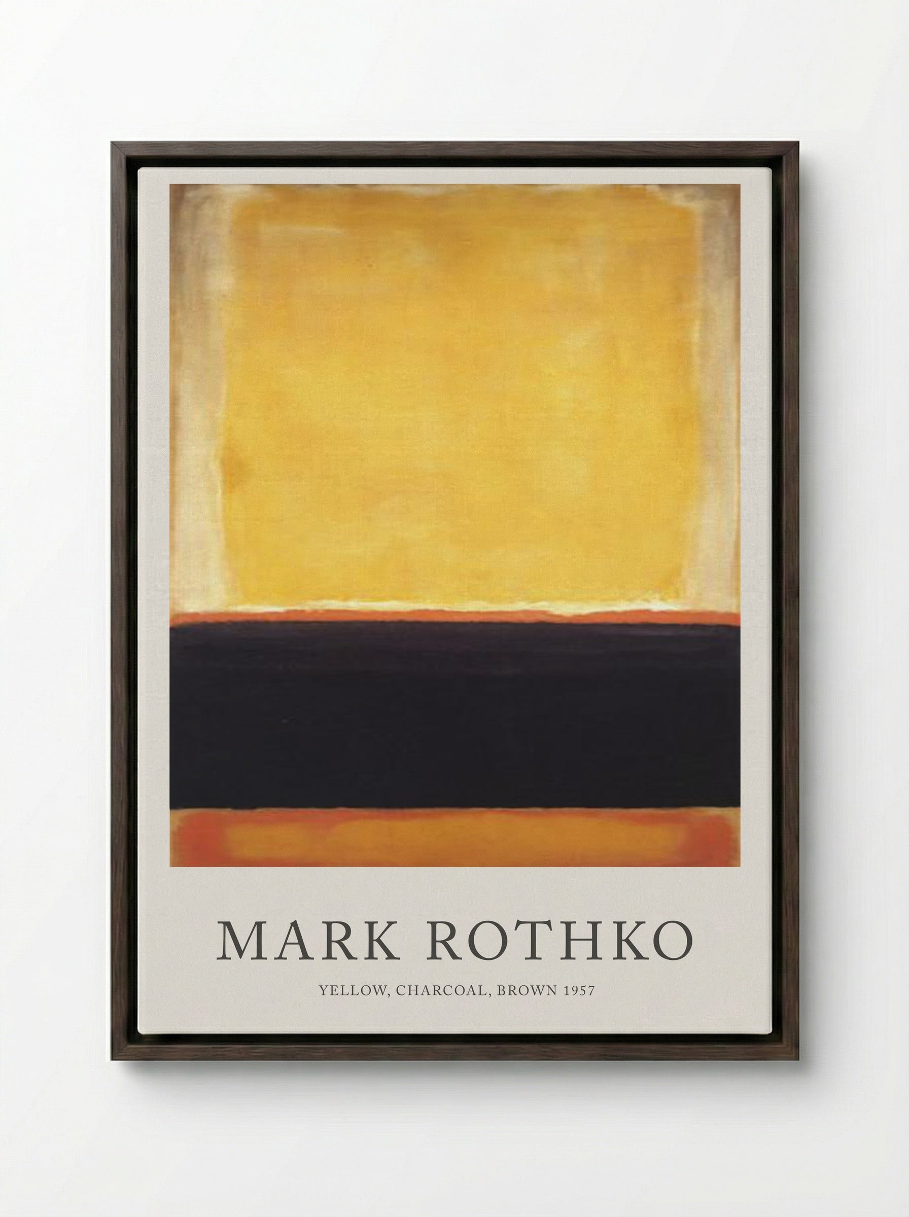 Yellow, Charcoal, Brown - Mark Rothko - Framed Canvas Dark Wood