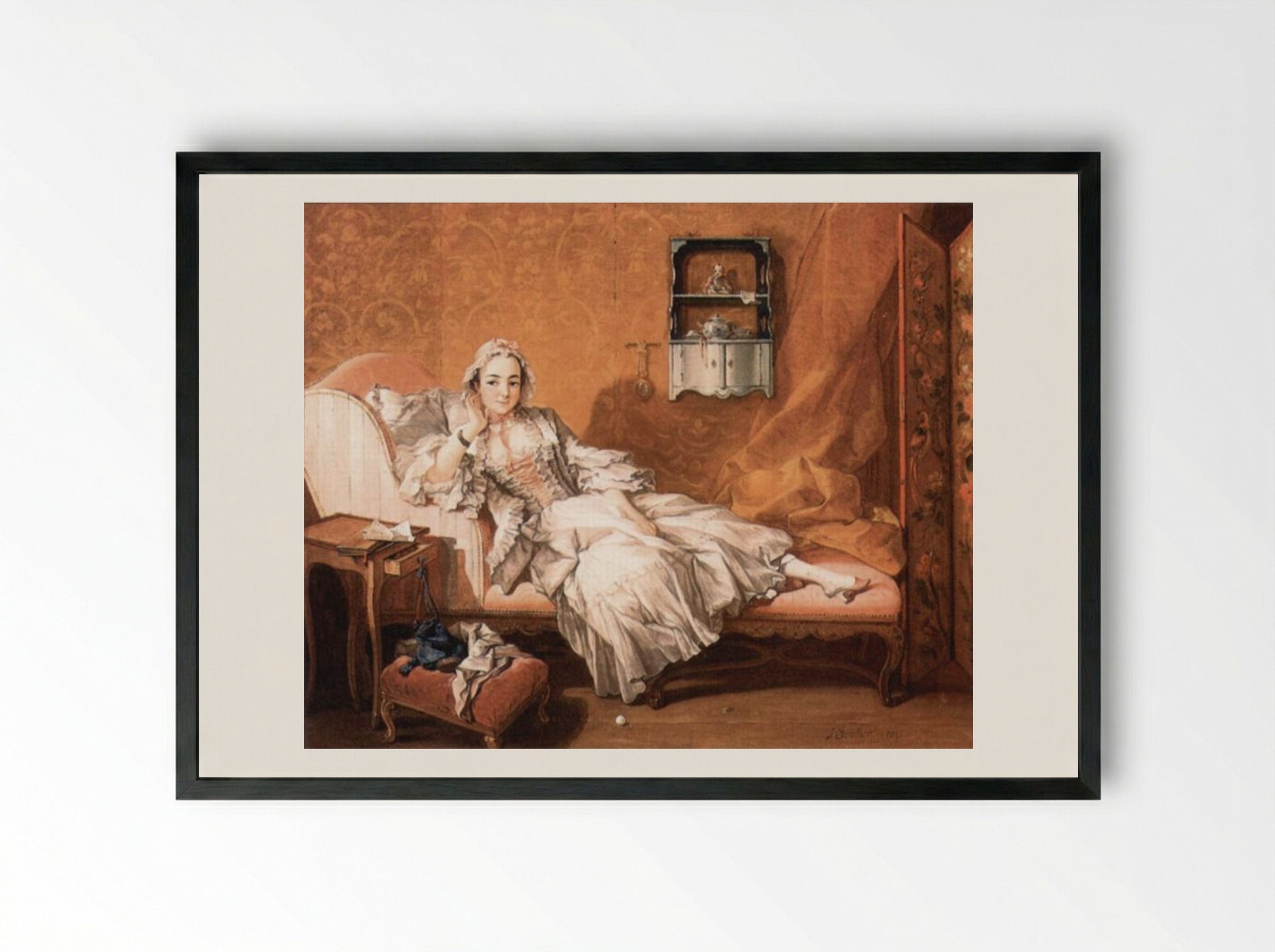 Portrait of the Artist's Wife - François Boucher - Framed Print Black