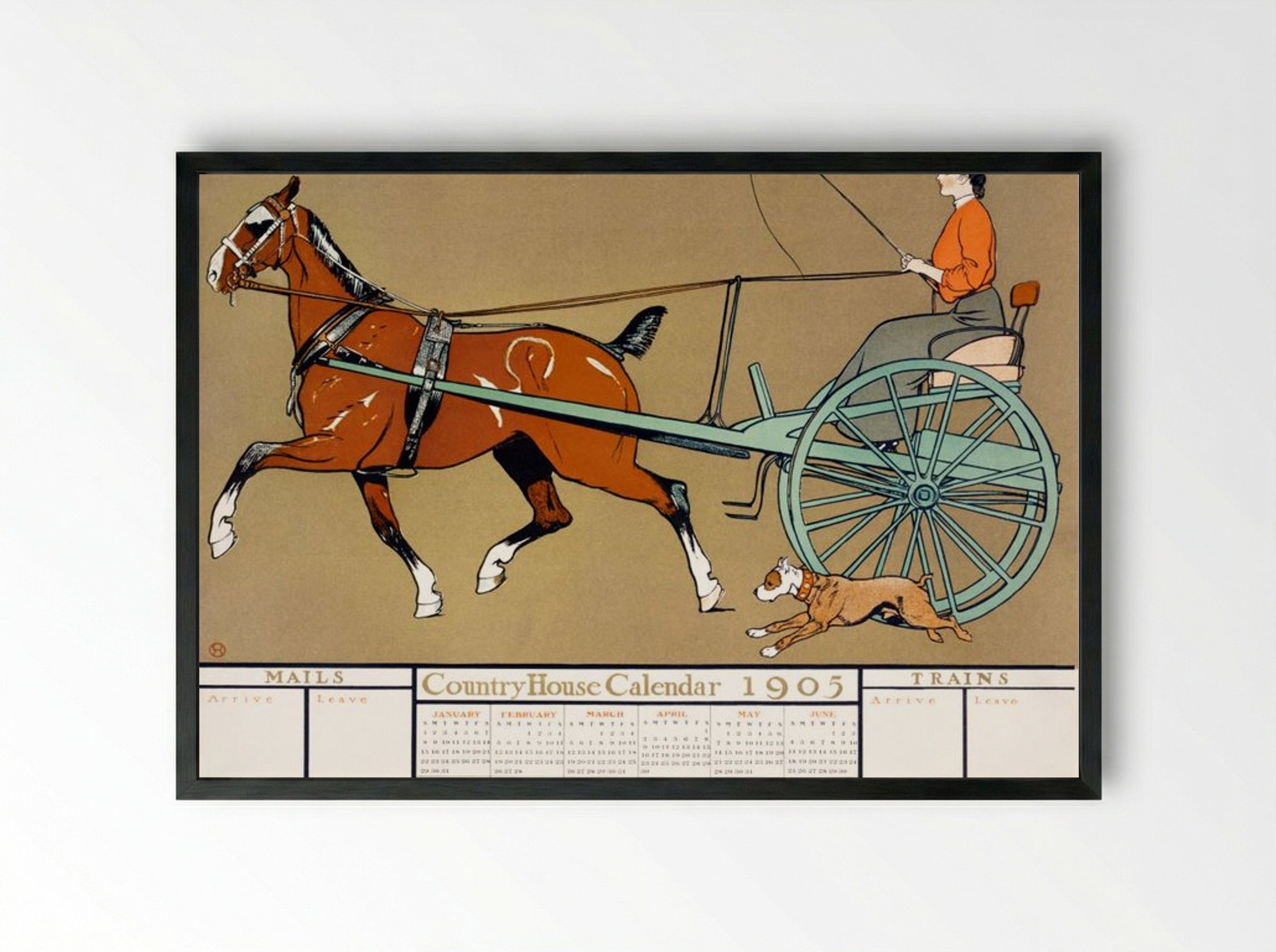 Country House Calendar 1905 - Edward Penfield - Framed Print Black