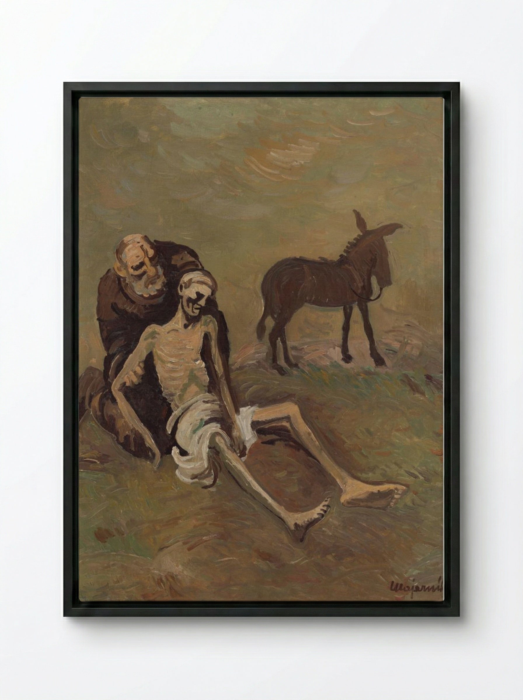 The Good Samaritan - Cyprián Majerník - Framed Canvas Black