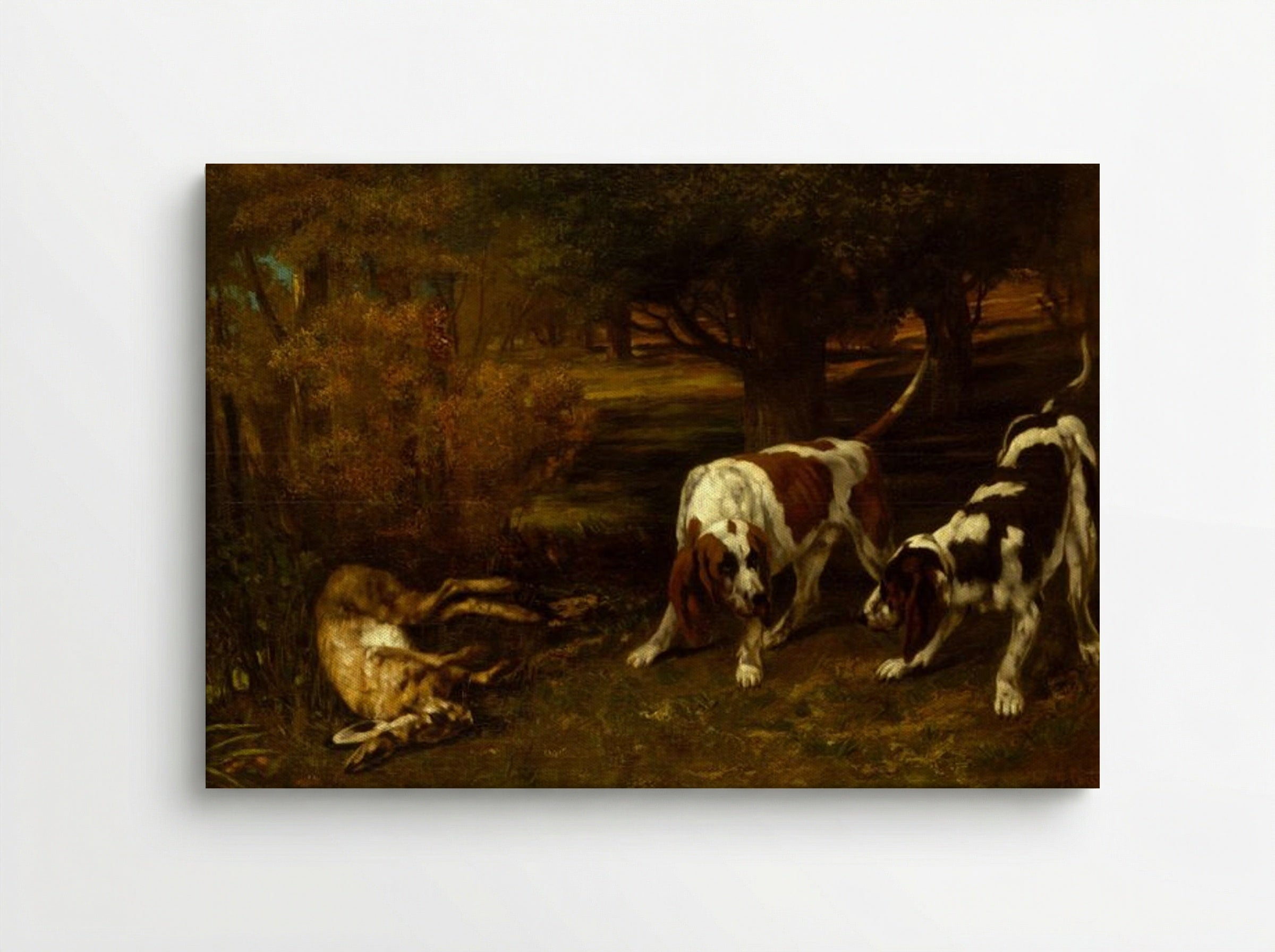 Hunting Dogs with Dead Hare - Gustave Courbet - Canvas