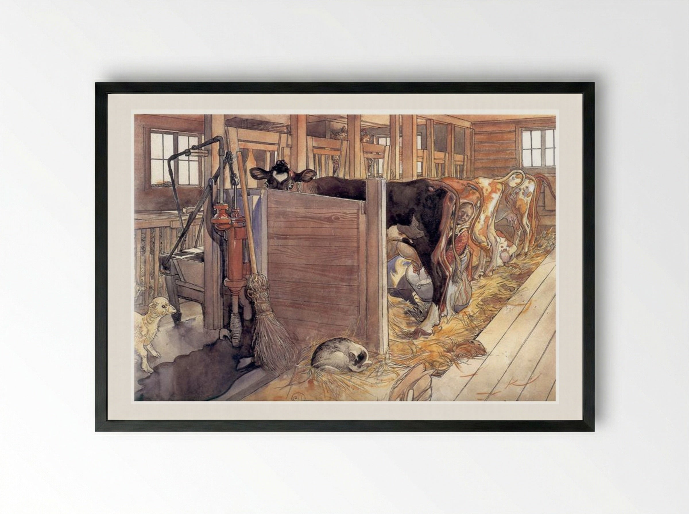 The Stable - Carl Larsson - Framed Print Black