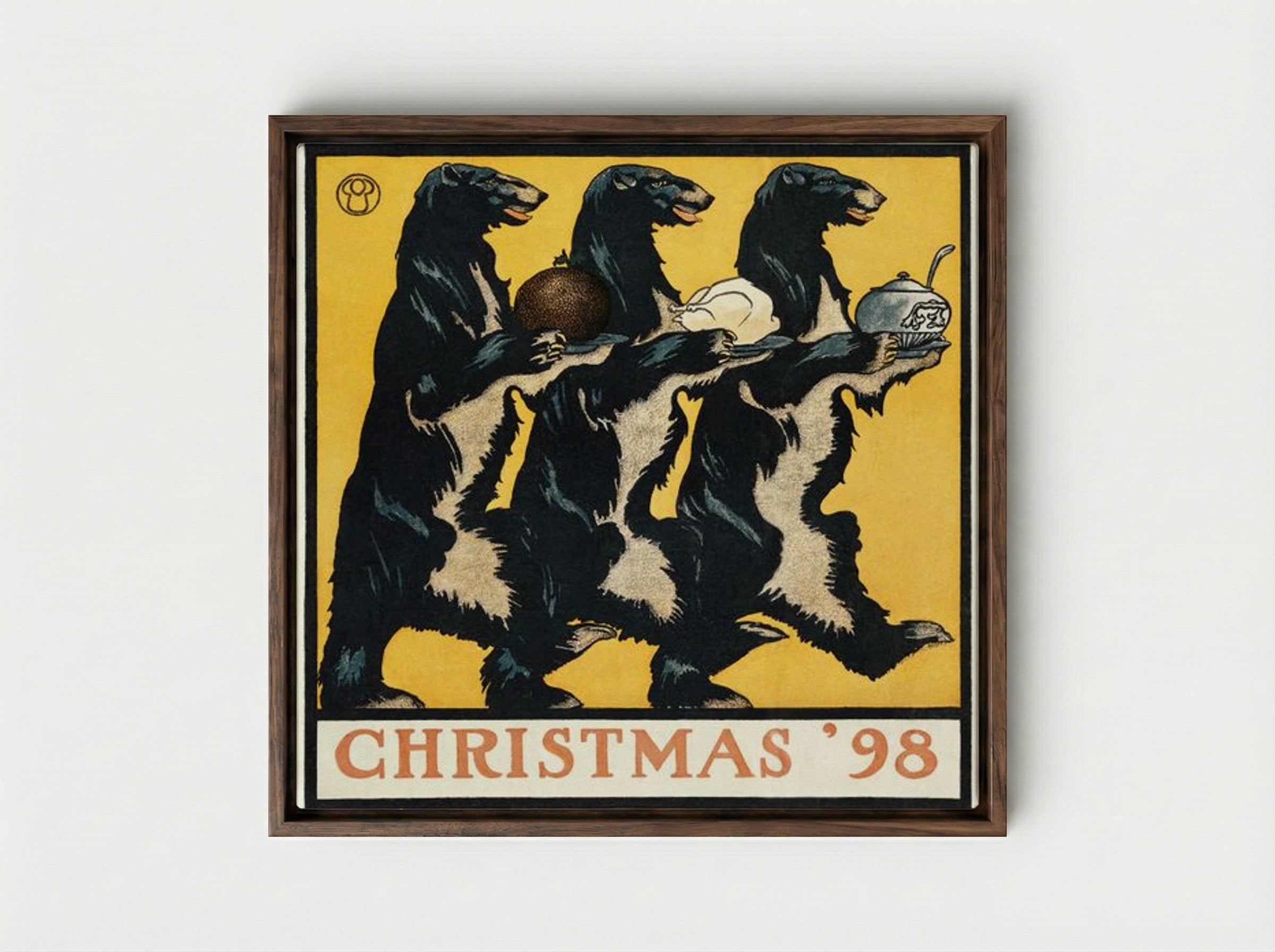 Vintage Christmas '98 - Edward Penfield - Framed Canvas Dark Wood