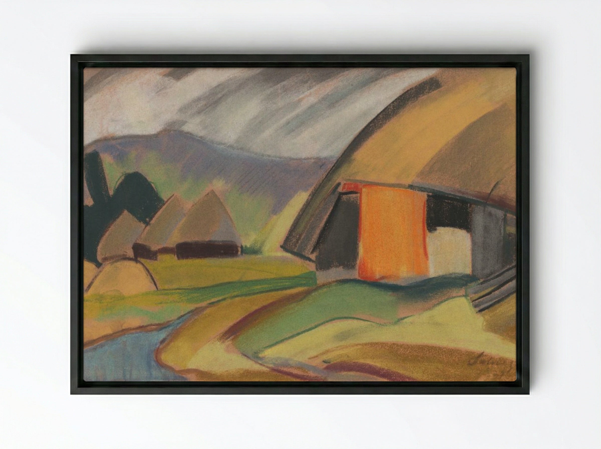 By the Village - Zolo Palugyay - Framed Canvas Black