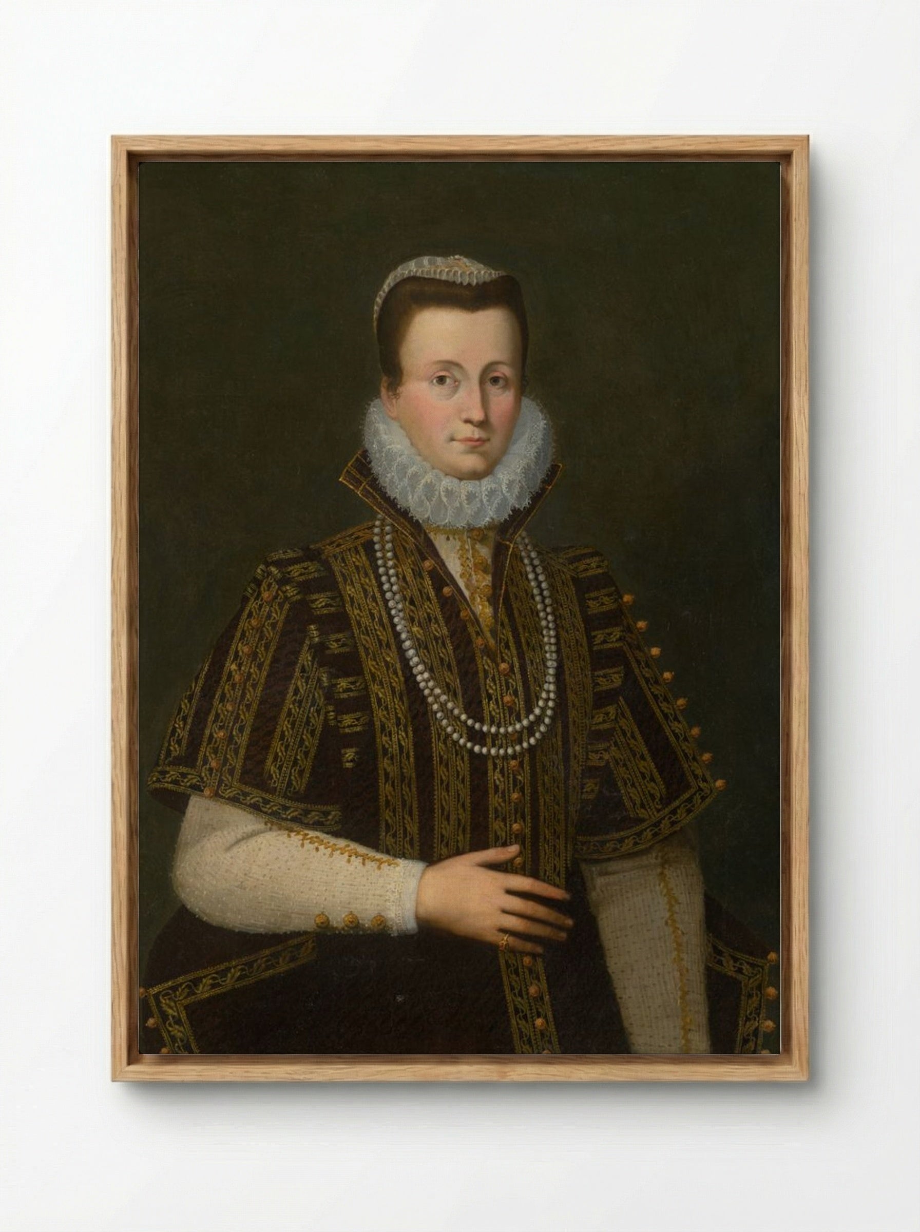 Portrait of a Lady with White Ruff - Fine Art Print - Framed Canvas Wood