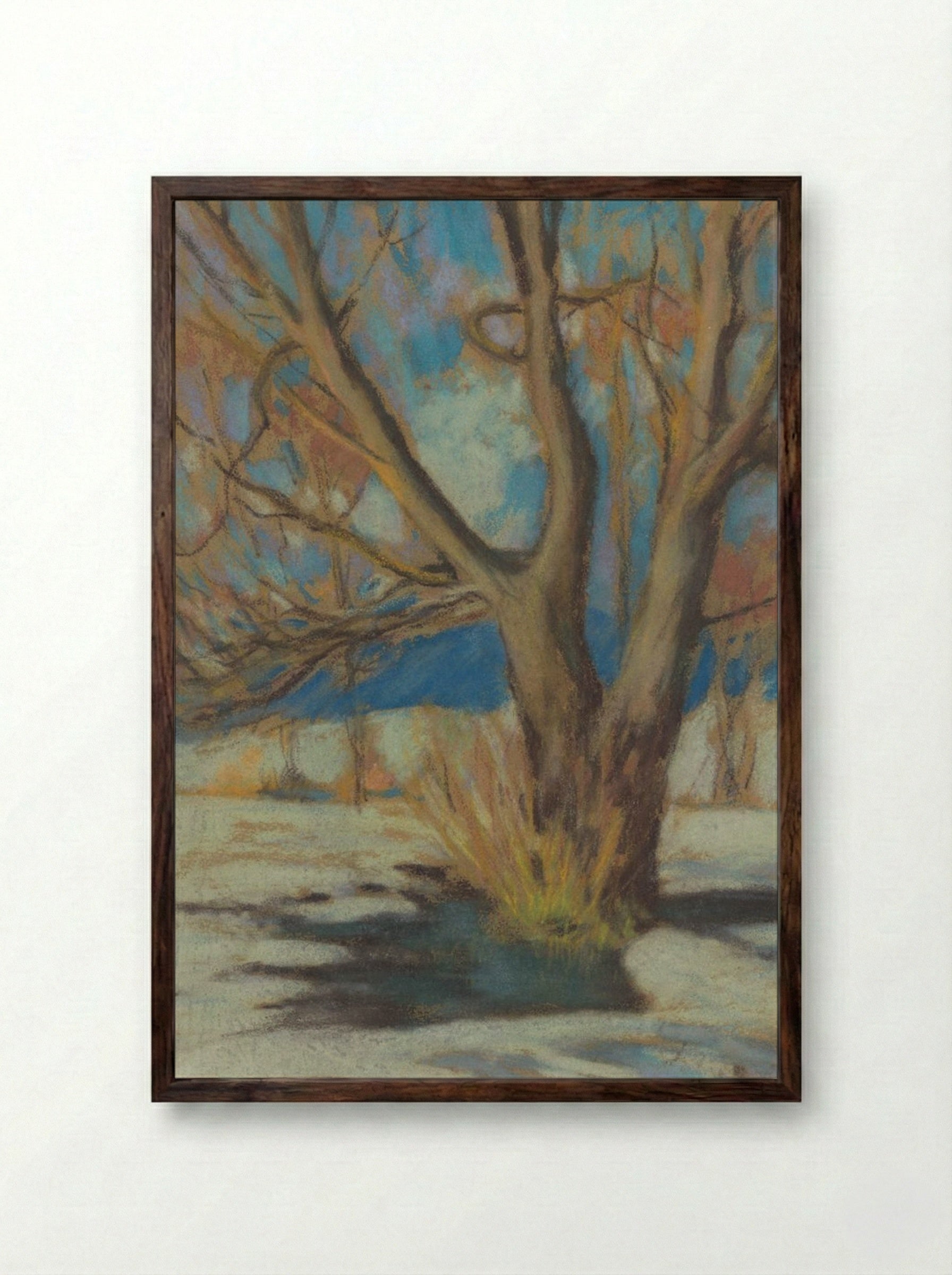 Study of a Bare Tree in Winter - Zolo Palugyay - Framed Print Dark Wood