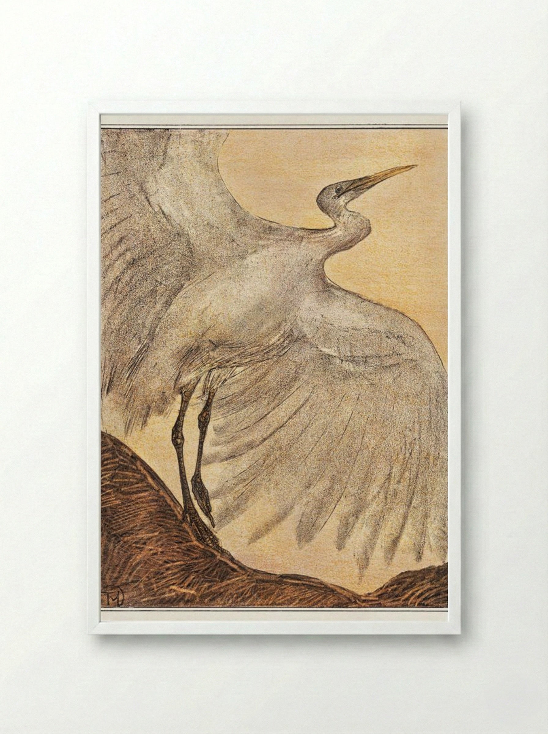 Zilverreiger (Heron) - Theo van Hoytema - Framed Print White