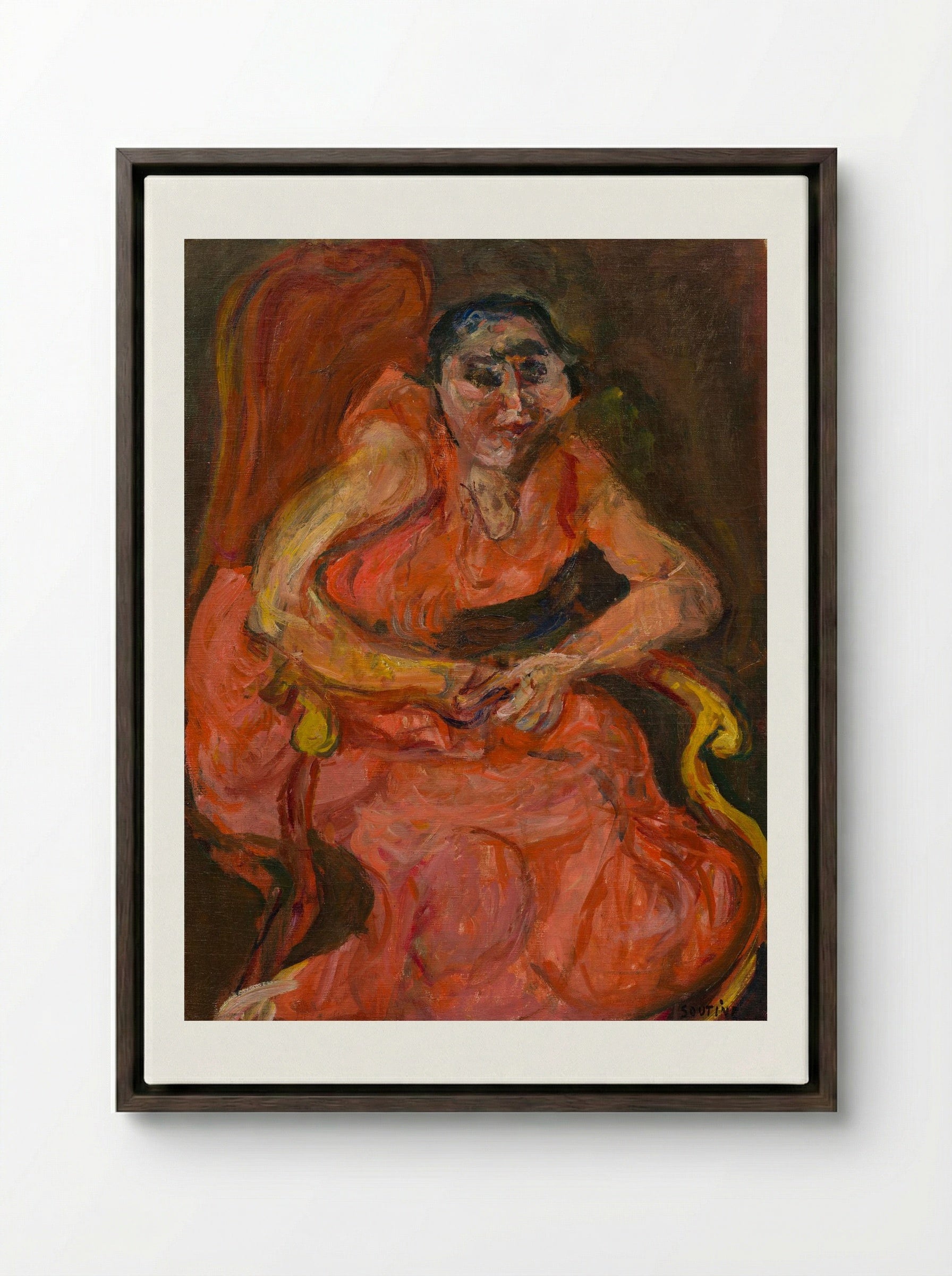 Woman in Pink - Chaïm Soutine - Framed Canvas Dark Wood