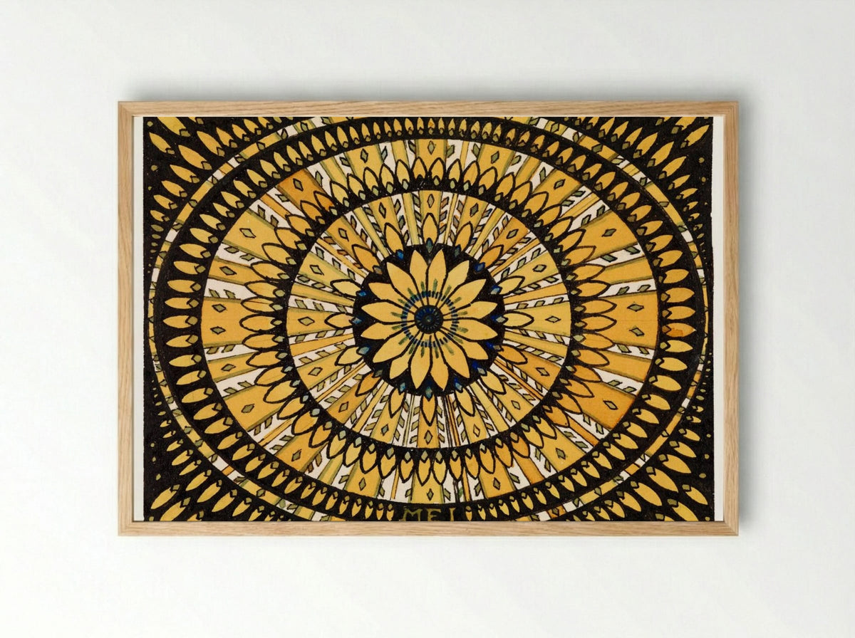Rosette from Stylized Flowers and Leaves - Julie de Graag - Framed Print Wood