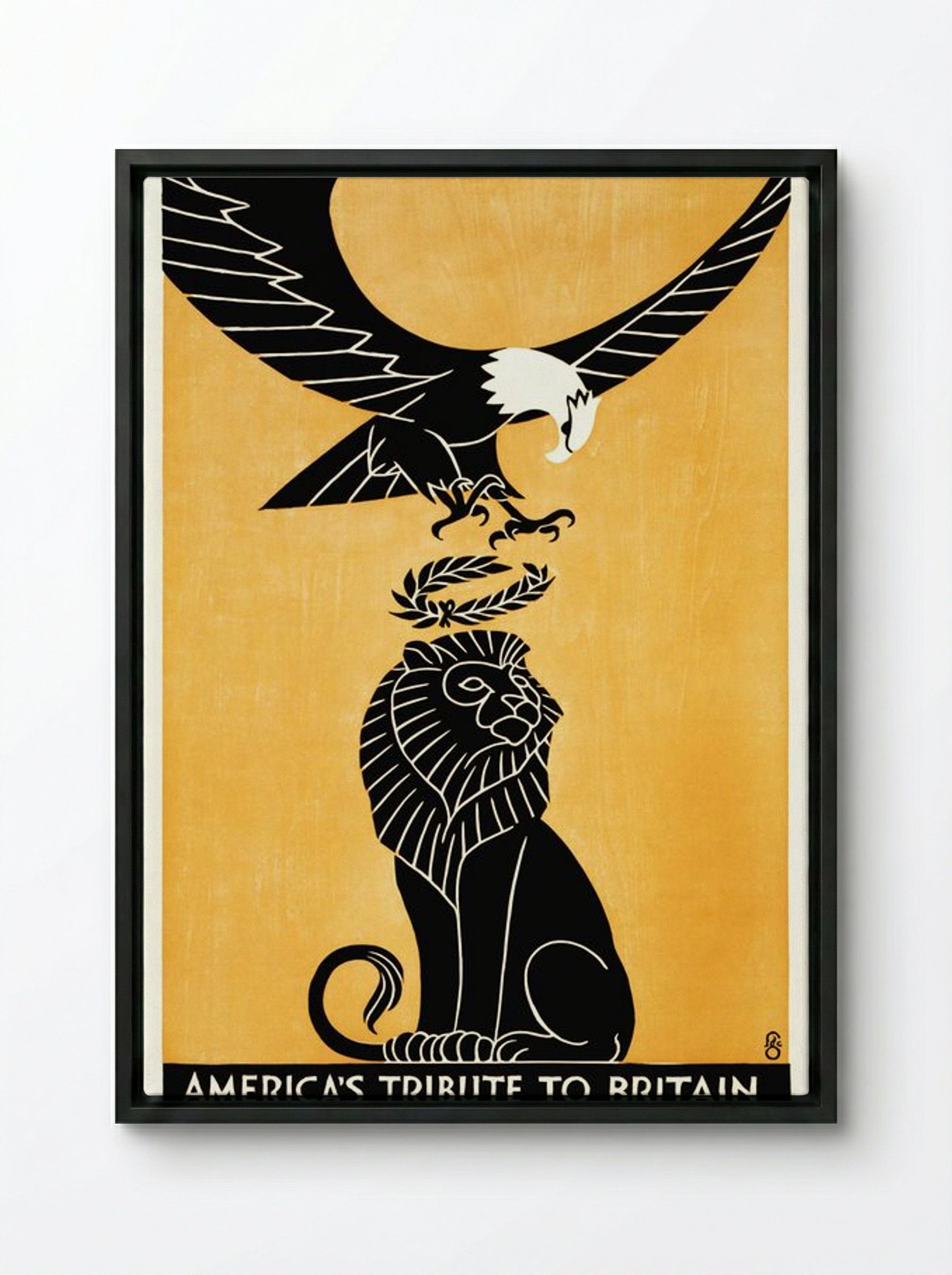 America's Tribute to Britain - Fred G. Cooper - Framed Canvas Black