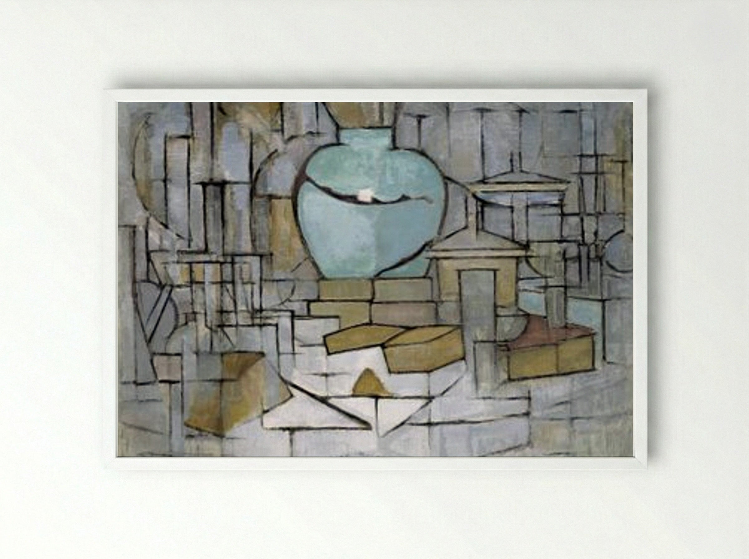 Still Life with Ginger Pot II - Piet Mondrian - Framed Print White