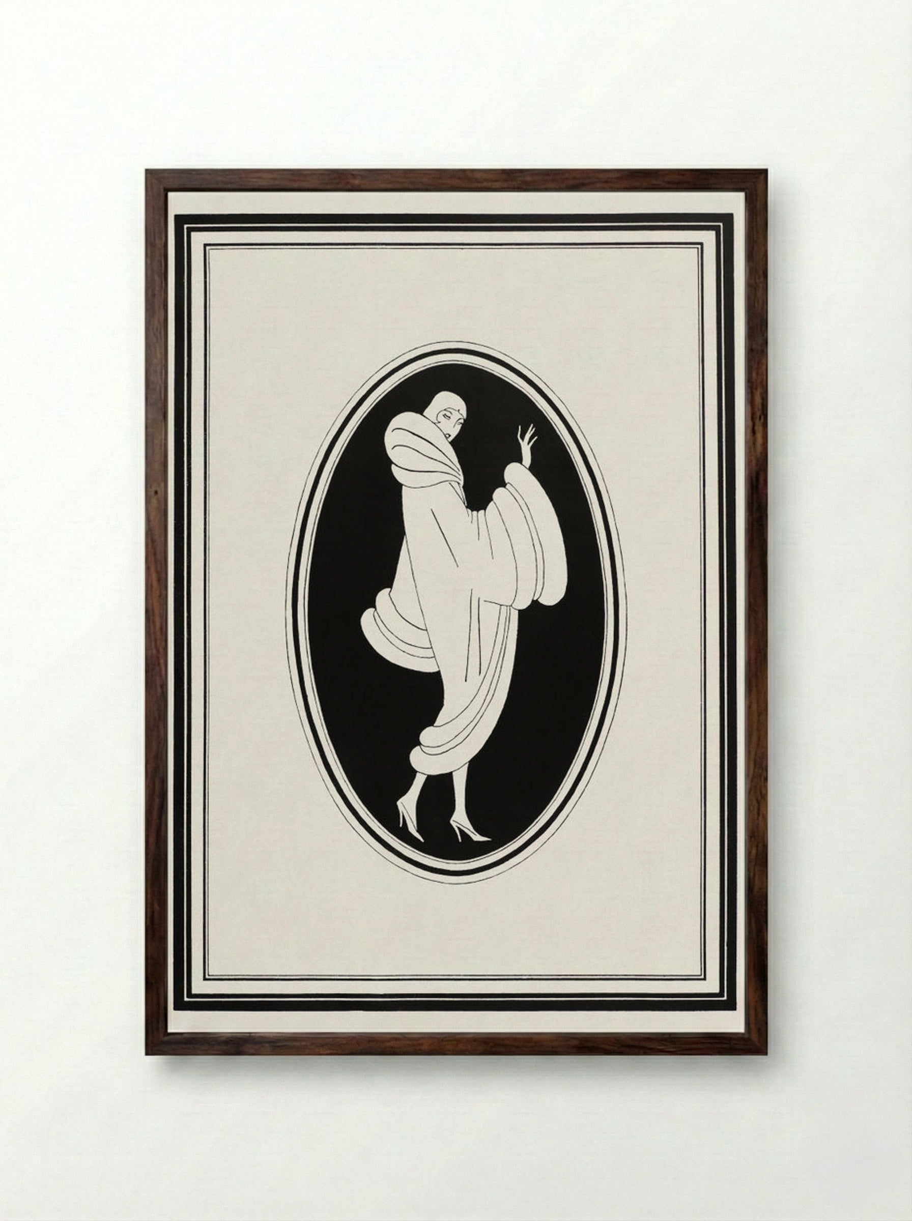 Advertisement for Brandt's Fur Coat - Fine Art Print - Framed Print Dark Wood